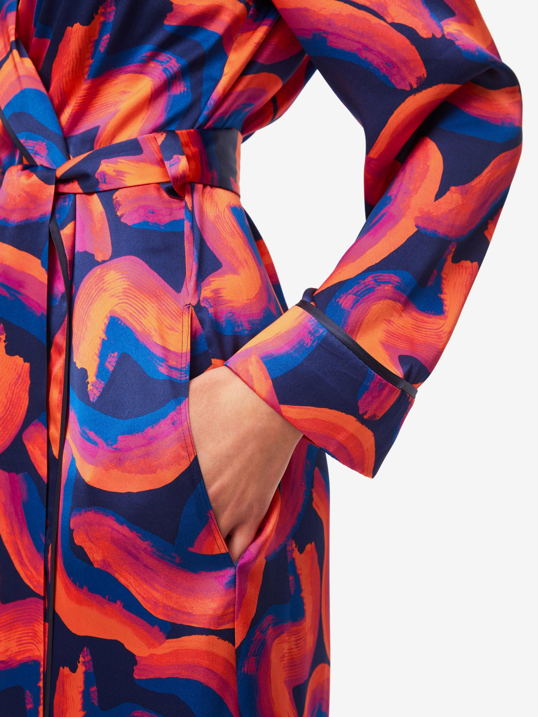 Women's Long Dressing Gown Brindisi 82 Silk Satin Multi