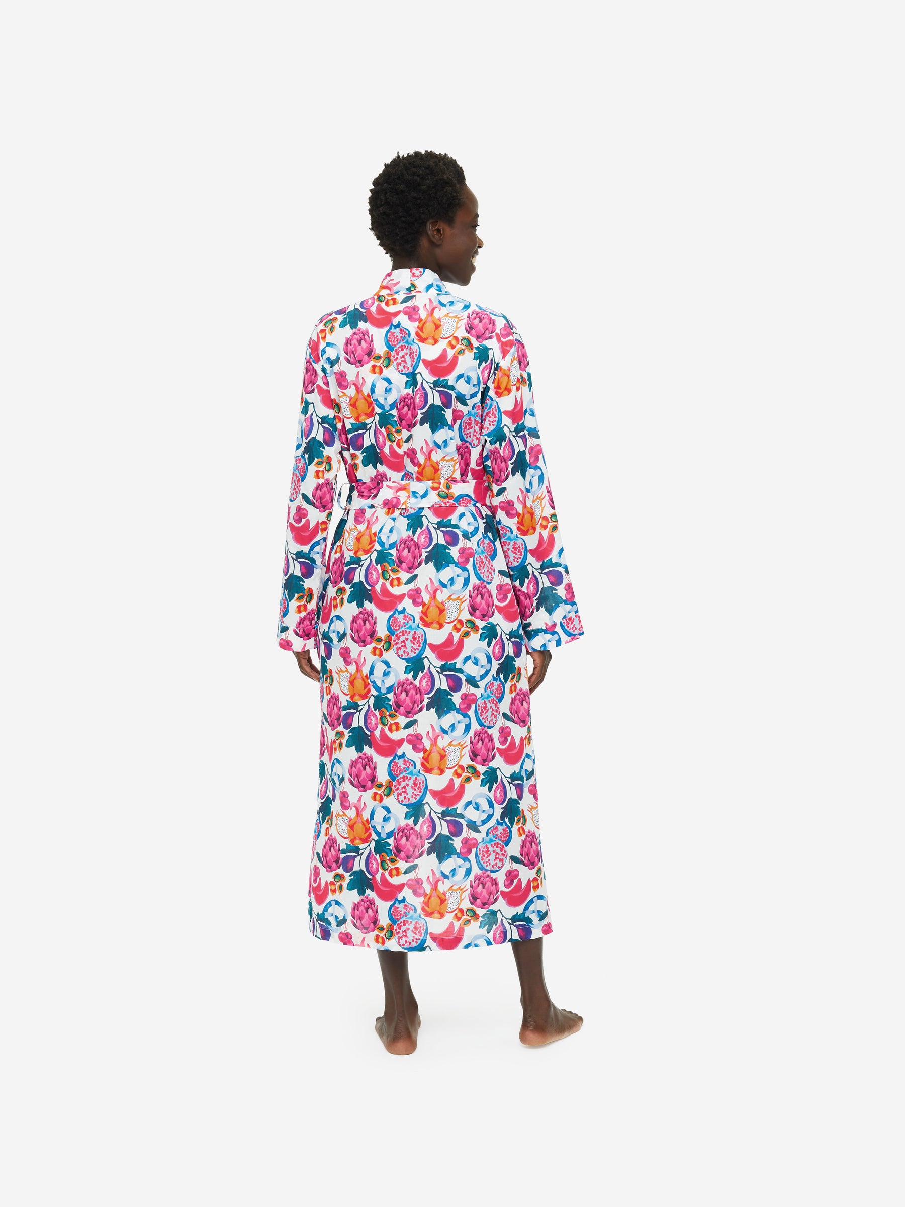Women's Long Dressing Gown Ledbury 50 Cotton Batiste White
