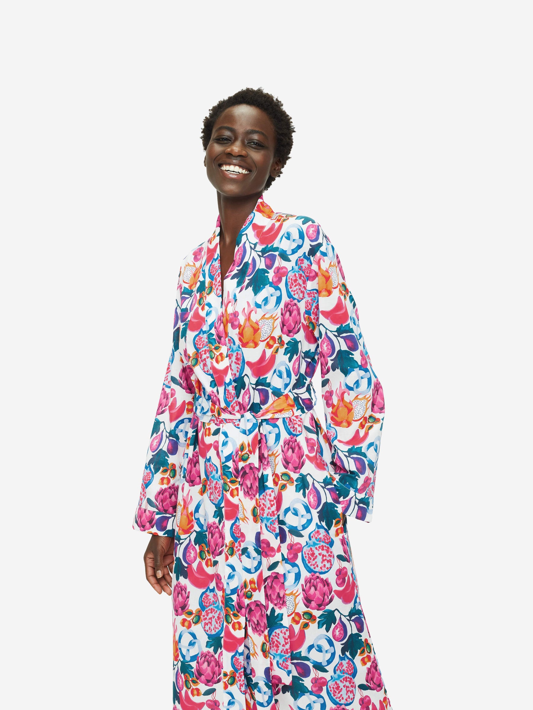 Women's Long Dressing Gown Ledbury 50 Cotton Batiste White