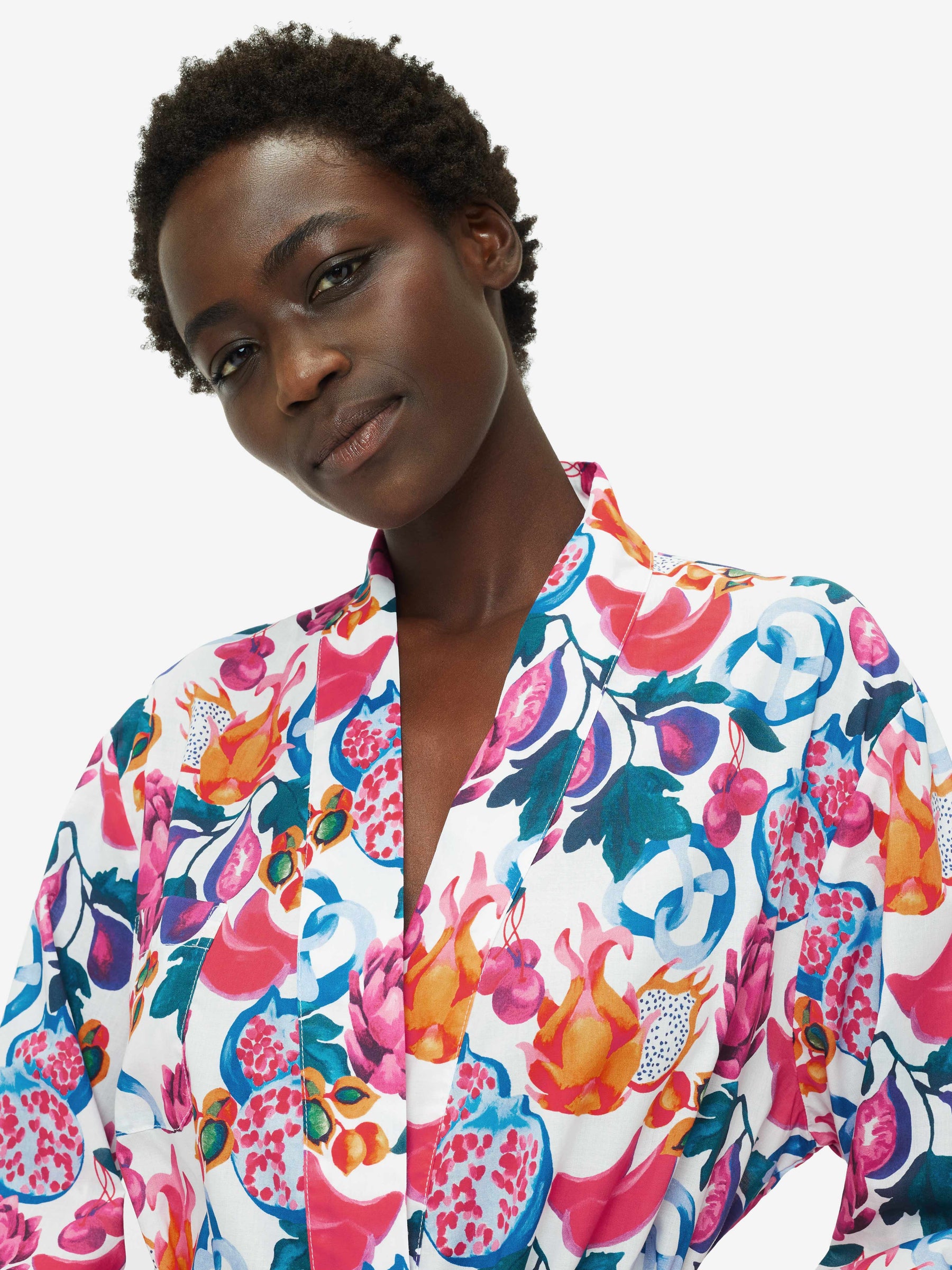 Women's Long Dressing Gown Ledbury 50 Cotton Batiste White