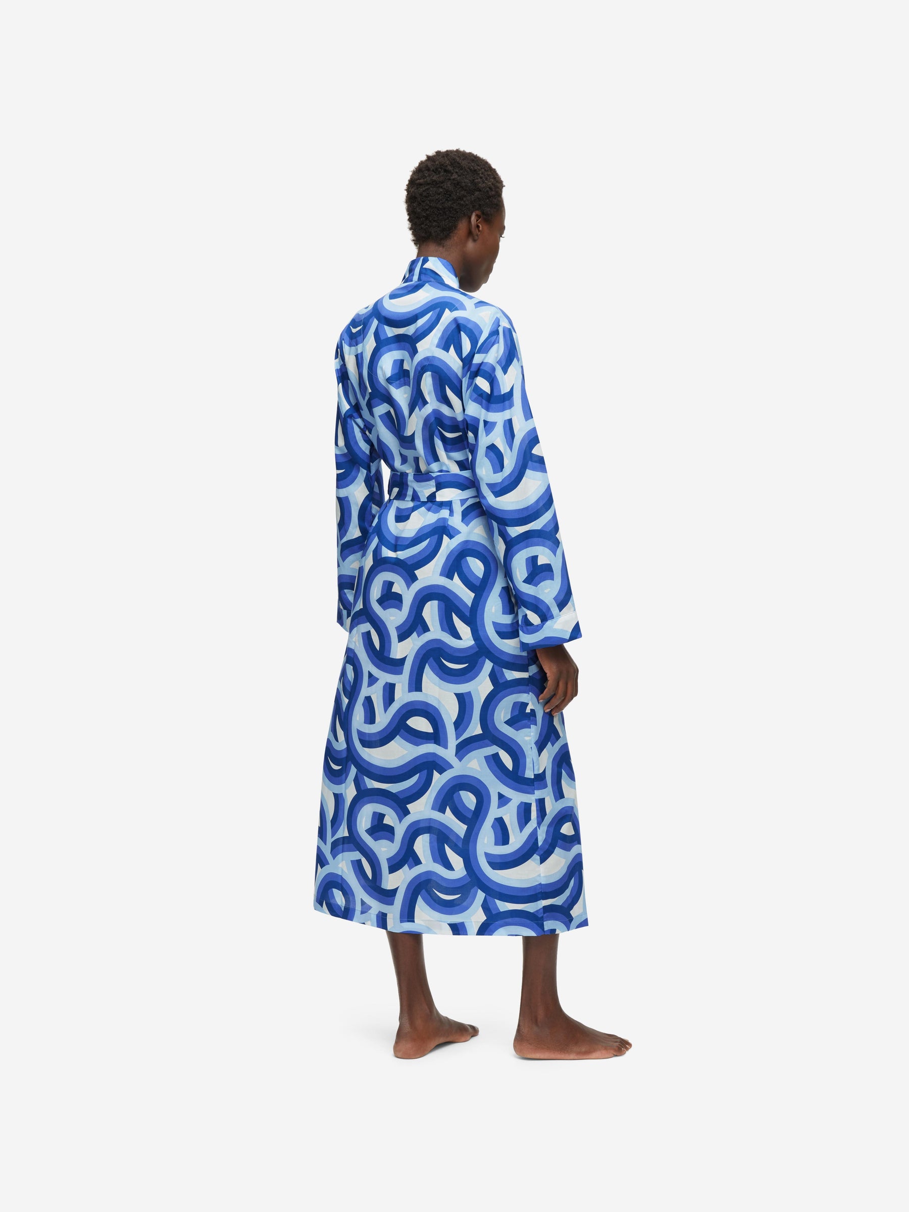 Women's Long Dressing Gown Ledbury 51 Cotton Batiste Blue