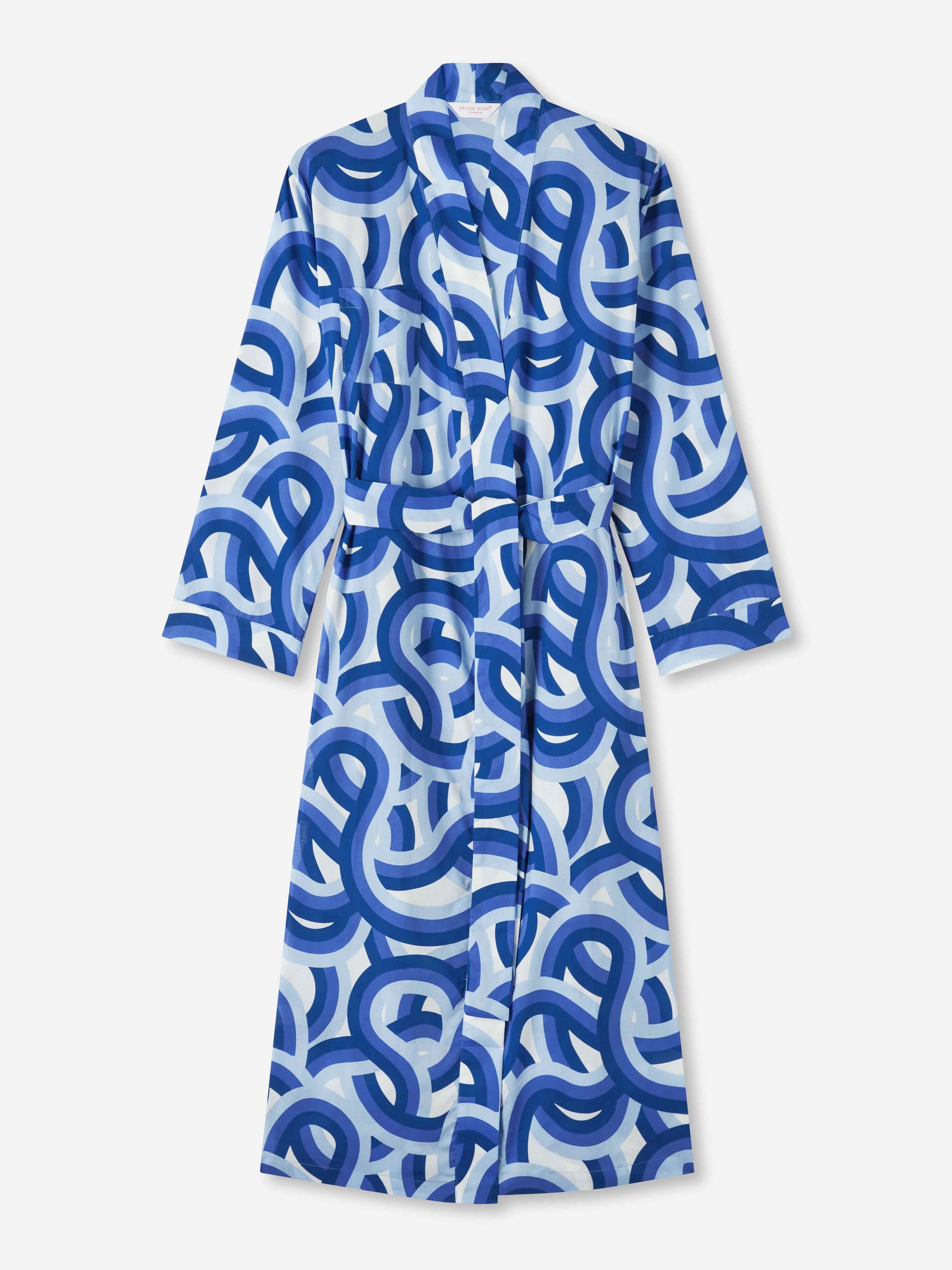 Women's Long Dressing Gown Ledbury 51 Cotton Batiste Blue