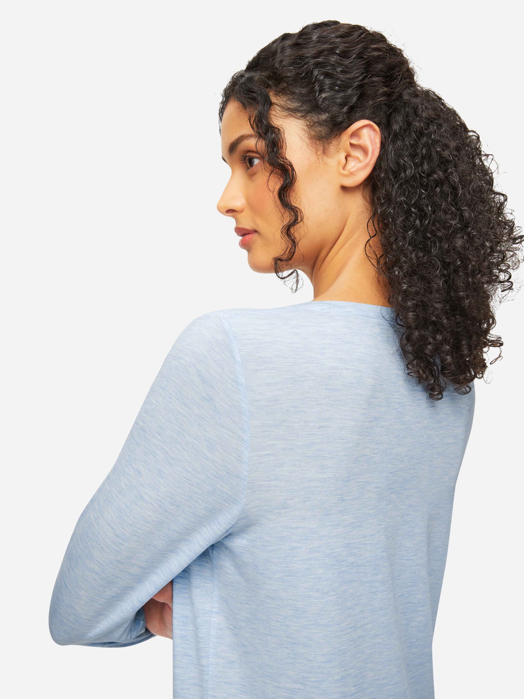 Women's Long Sleeve T-Shirt Ethan Micro Modal Stretch Blue Heather