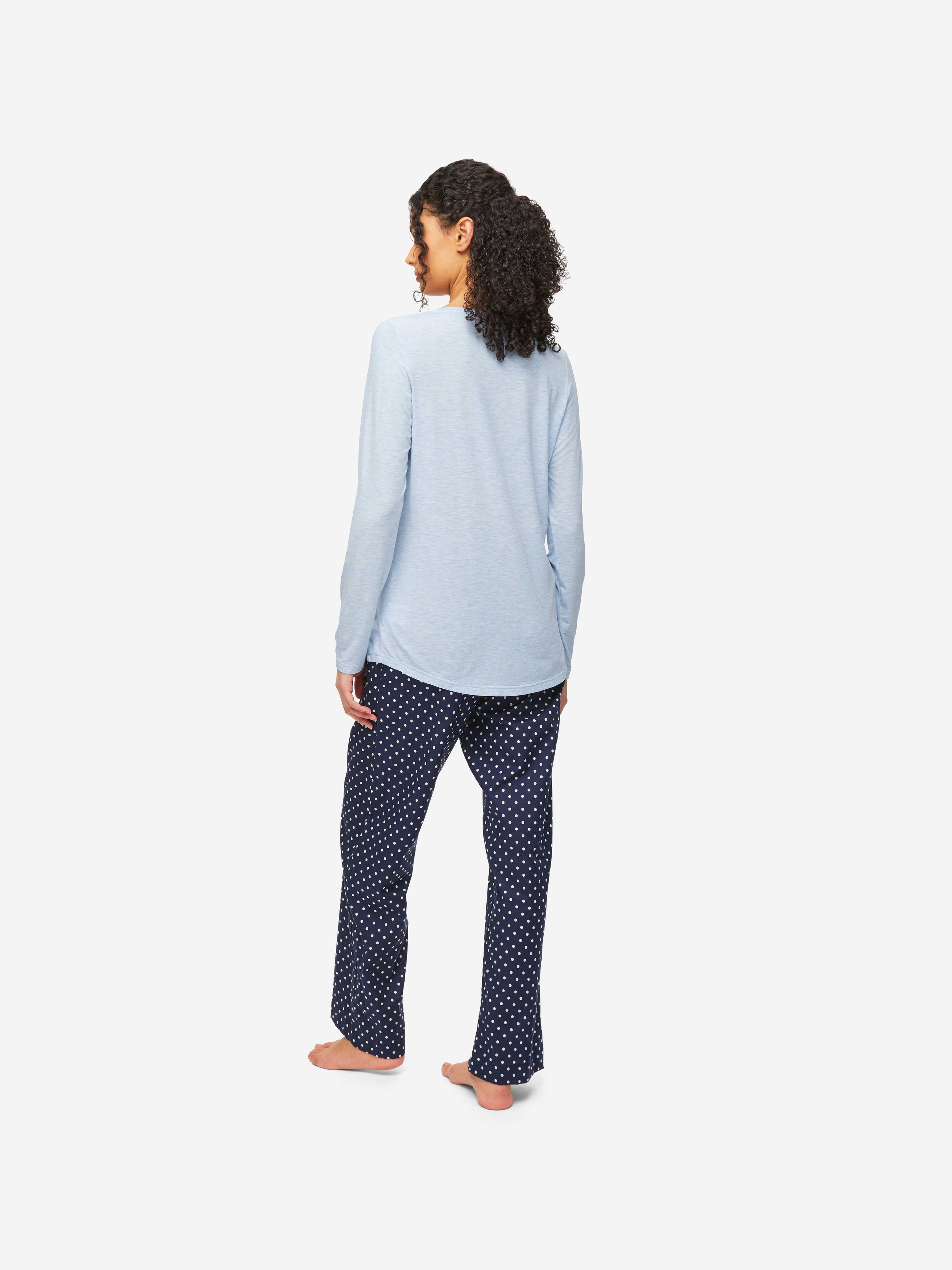 Women's Long Sleeve T-Shirt Ethan Micro Modal Stretch Light Blue Marl