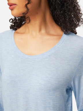 Women's Long Sleeve T-Shirt Ethan Micro Modal Stretch Light Blue Heather