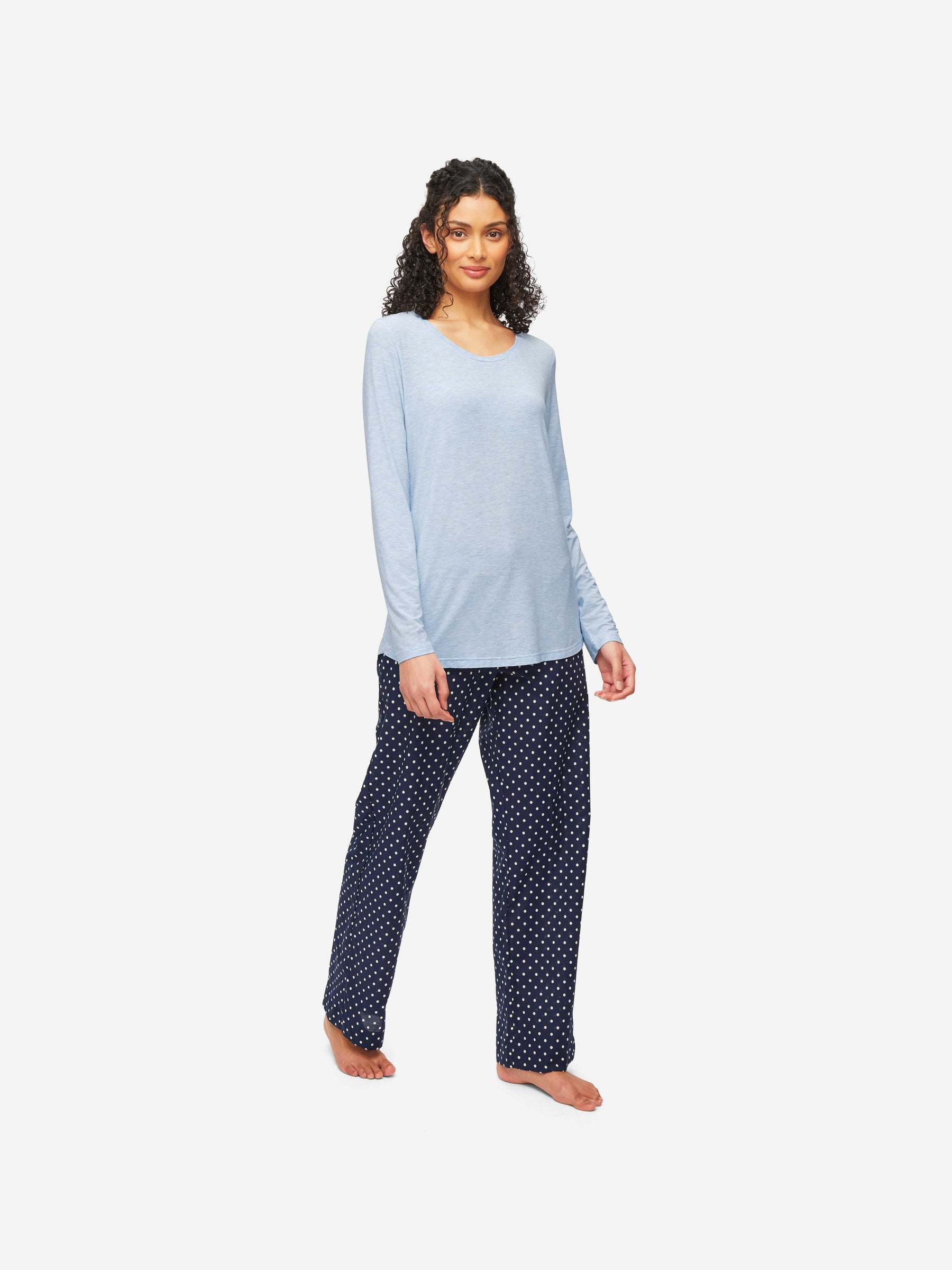 Women's Long Sleeve T-Shirt Ethan Micro Modal Stretch Blue Heather
