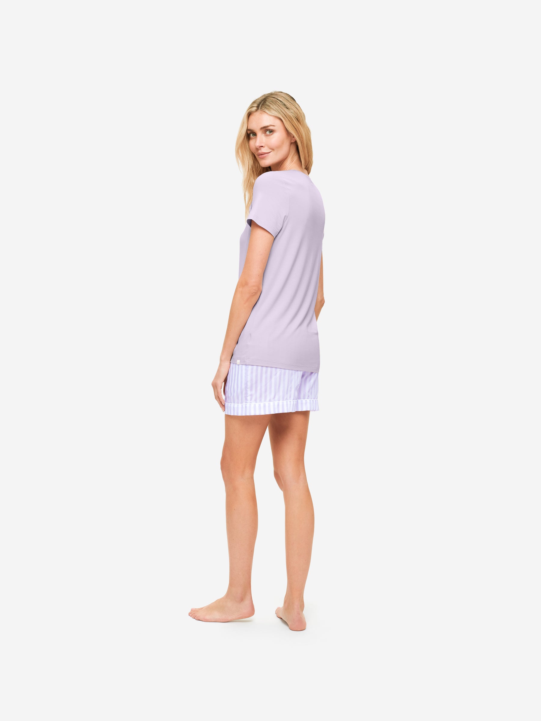 Women's Lounge Shorts Capri 19 Cotton Lilac