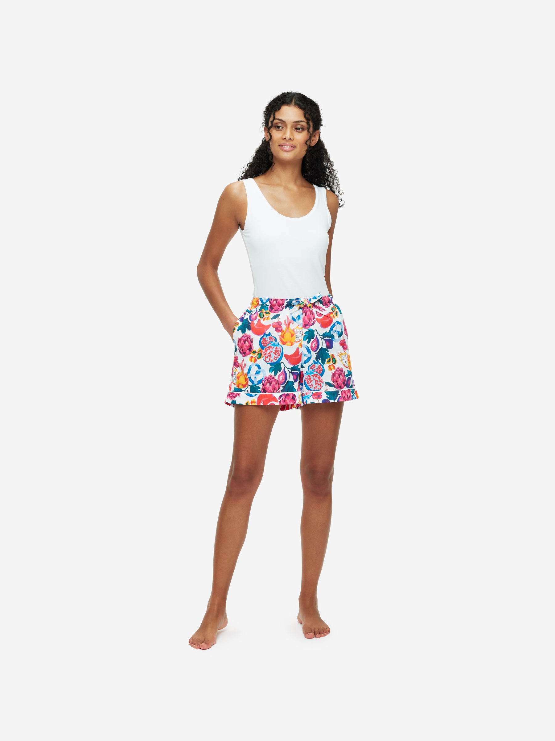 Women's Lounge Shorts Ledbury 50 Cotton Batiste White