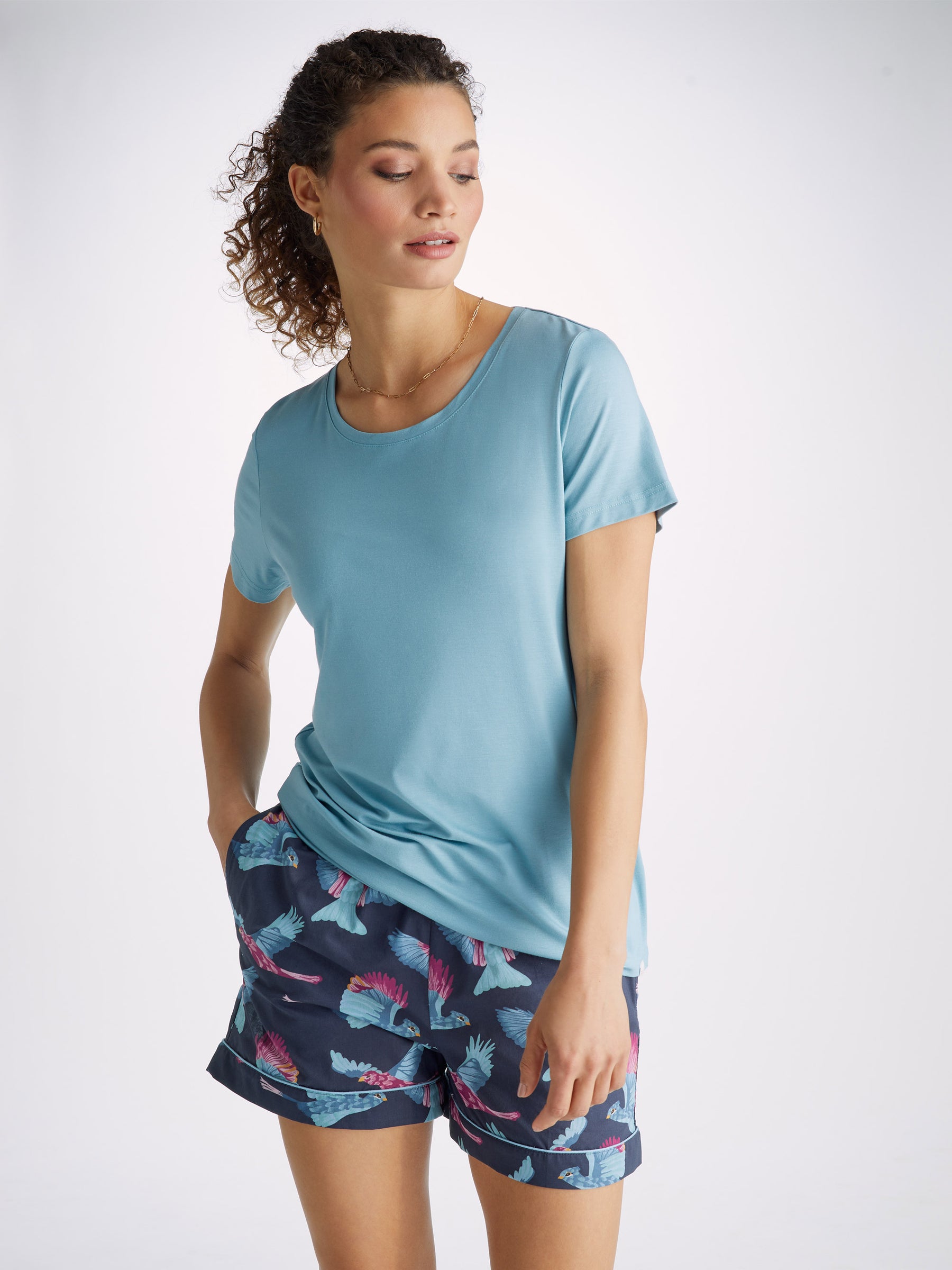 Women's Lounge Shorts Ledbury 63 Cotton Batiste Navy