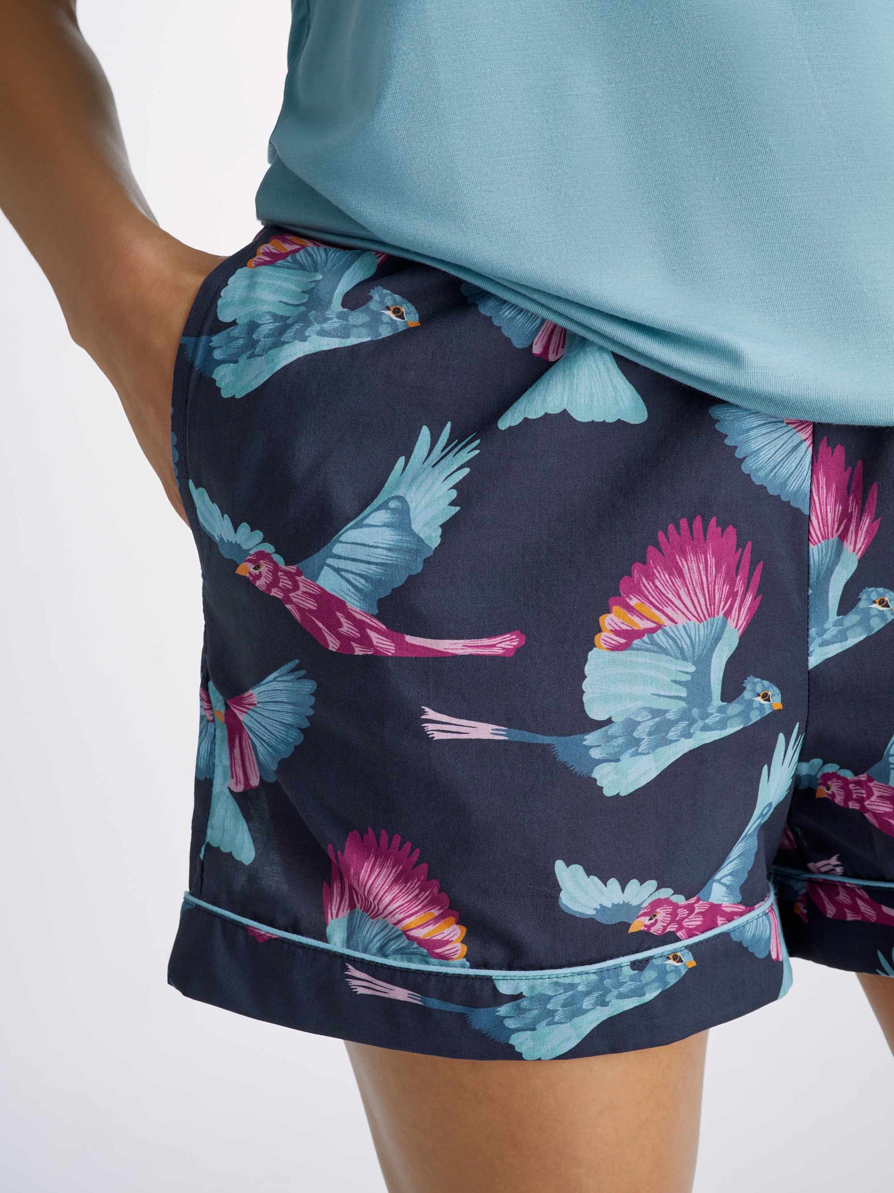 Women's Lounge Shorts Ledbury 63 Cotton Batiste Navy