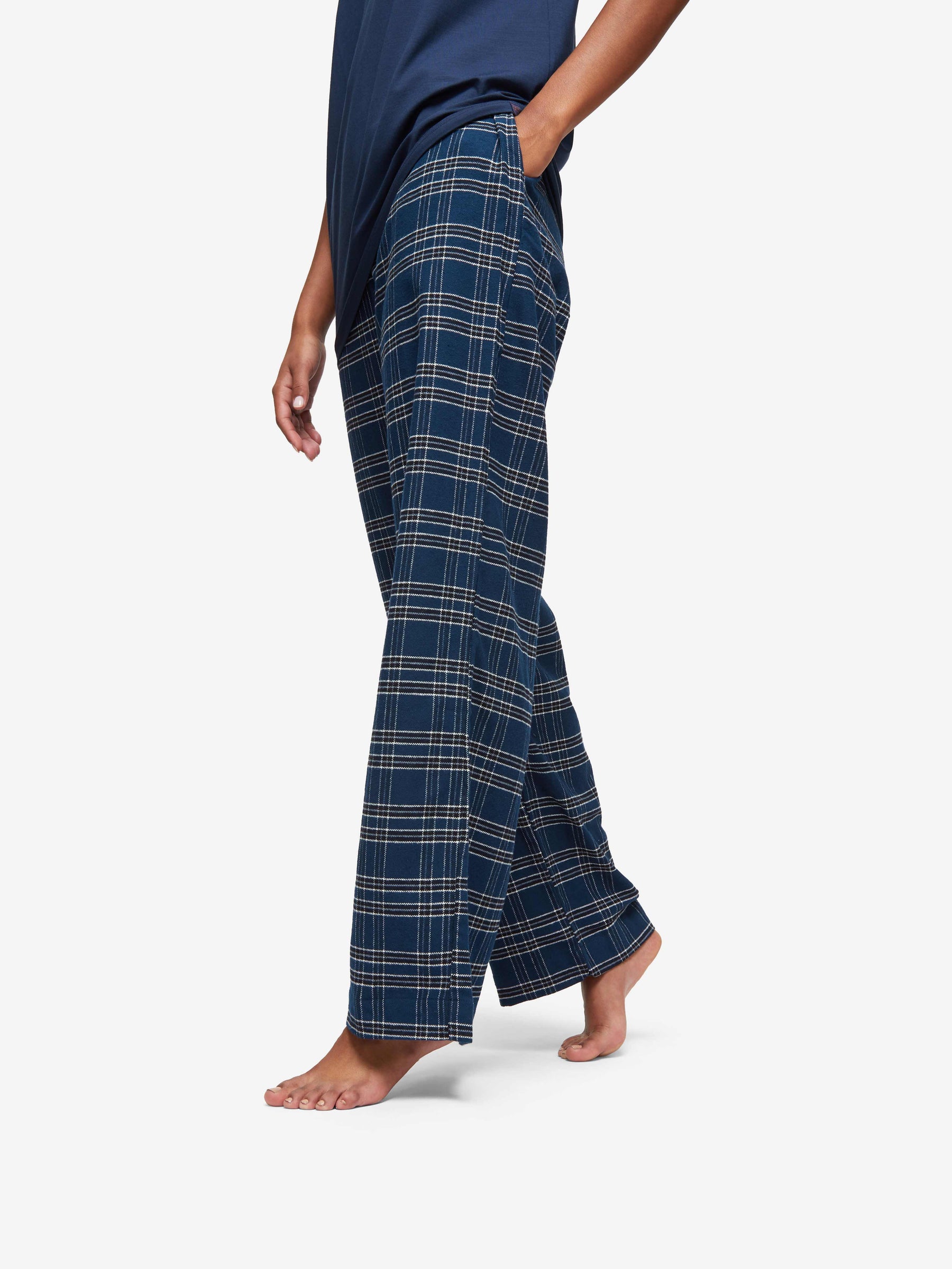 Women's Lounge Trousers Kelburn 30 Brushed Cotton Navy