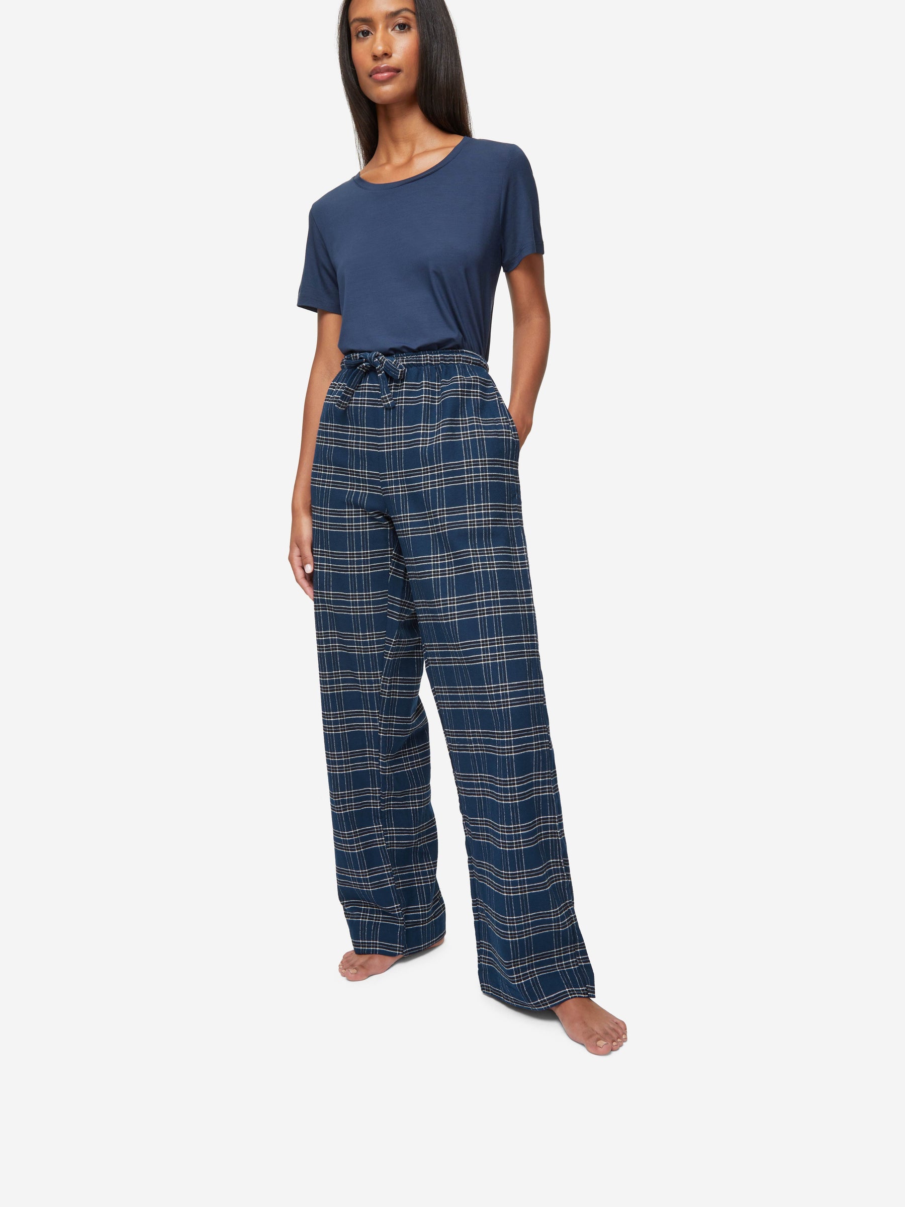 Women's Lounge Trousers Kelburn 30 Brushed Cotton Navy
