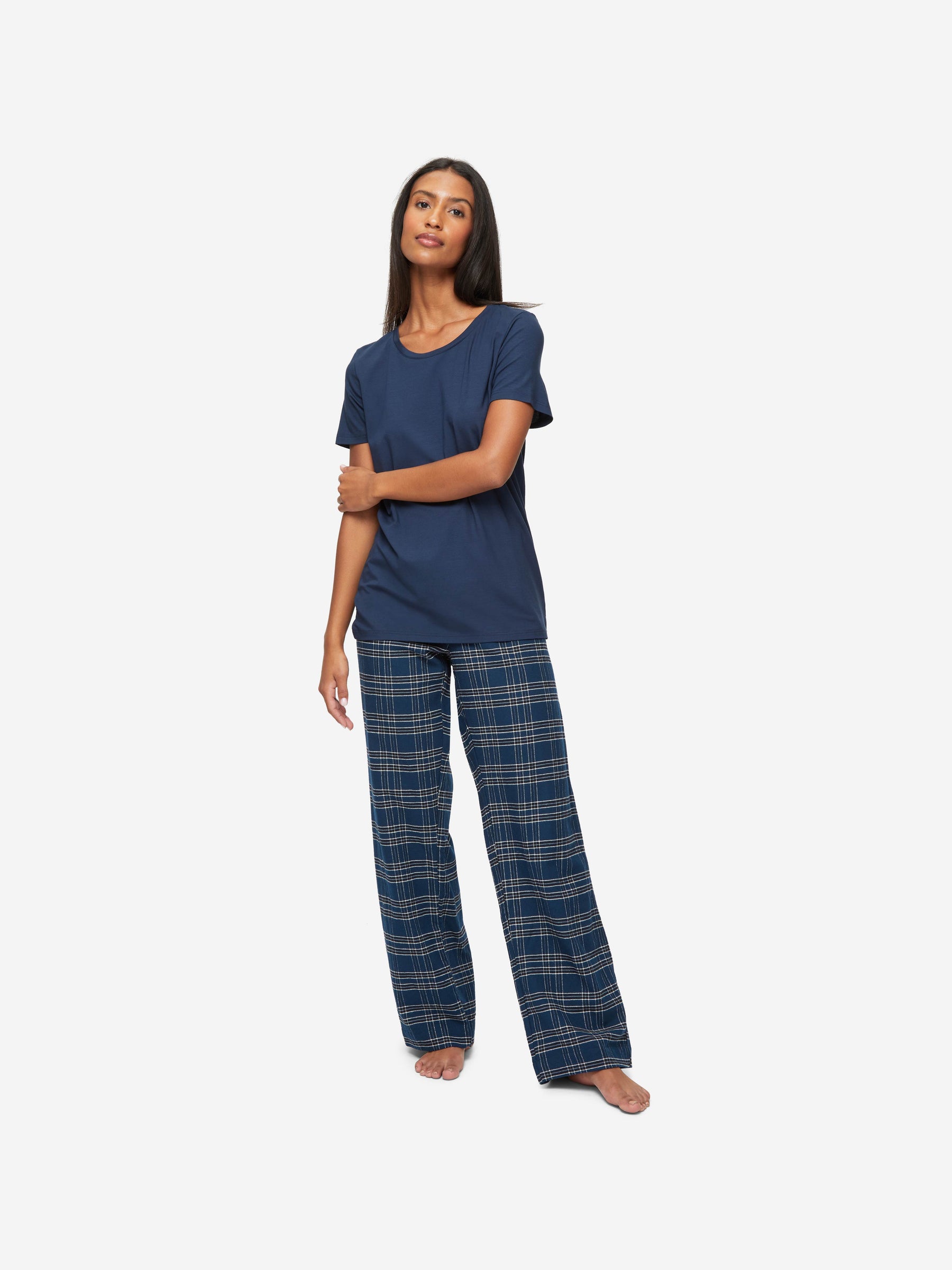 Women's Lounge Trousers Kelburn 30 Brushed Cotton Navy