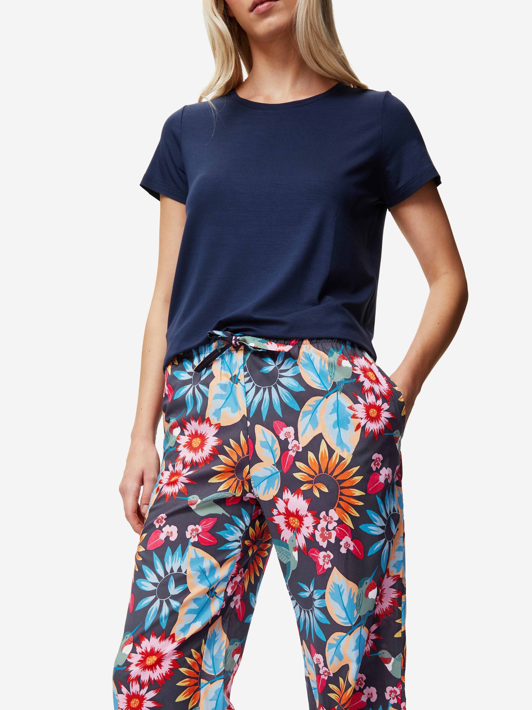 Women's Lounge Trousers Ledbury 60 Cotton Batiste Navy