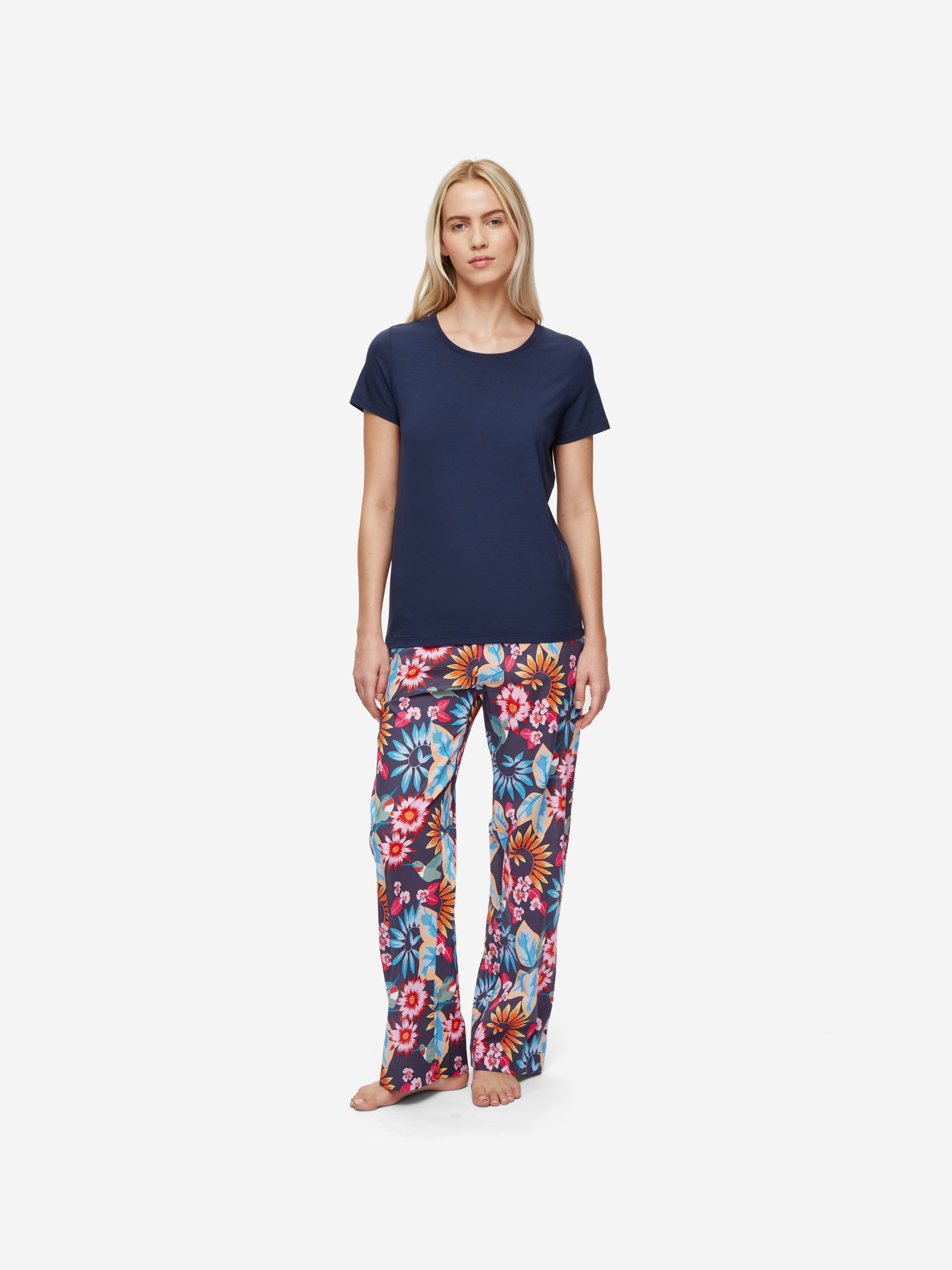 Women's Lounge Trousers Ledbury 60 Cotton Batiste Navy