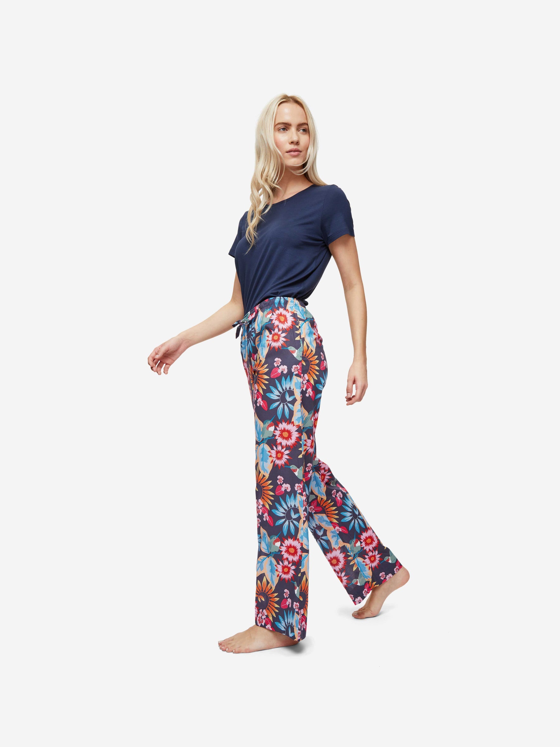 Women's Lounge Trousers Ledbury 60 Cotton Batiste Navy