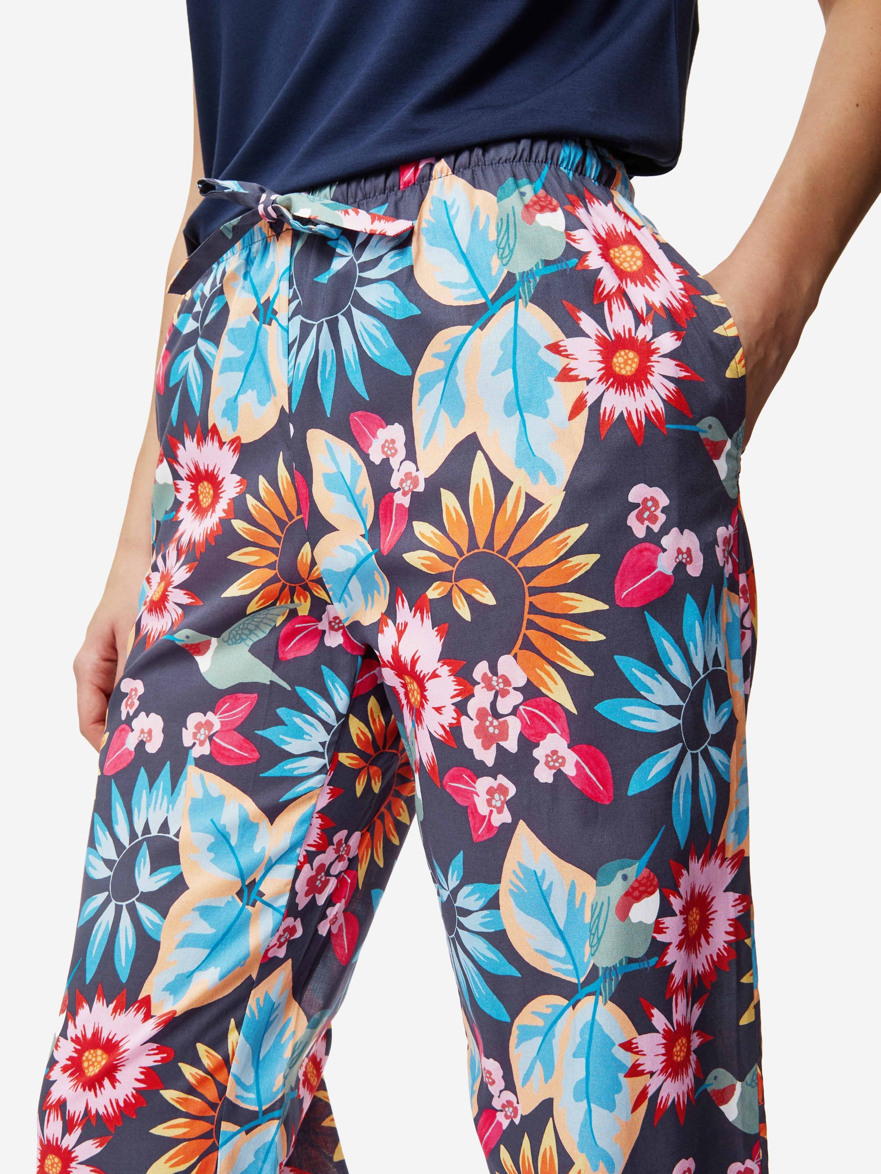 Women's Lounge Trousers Ledbury 60 Cotton Batiste Navy