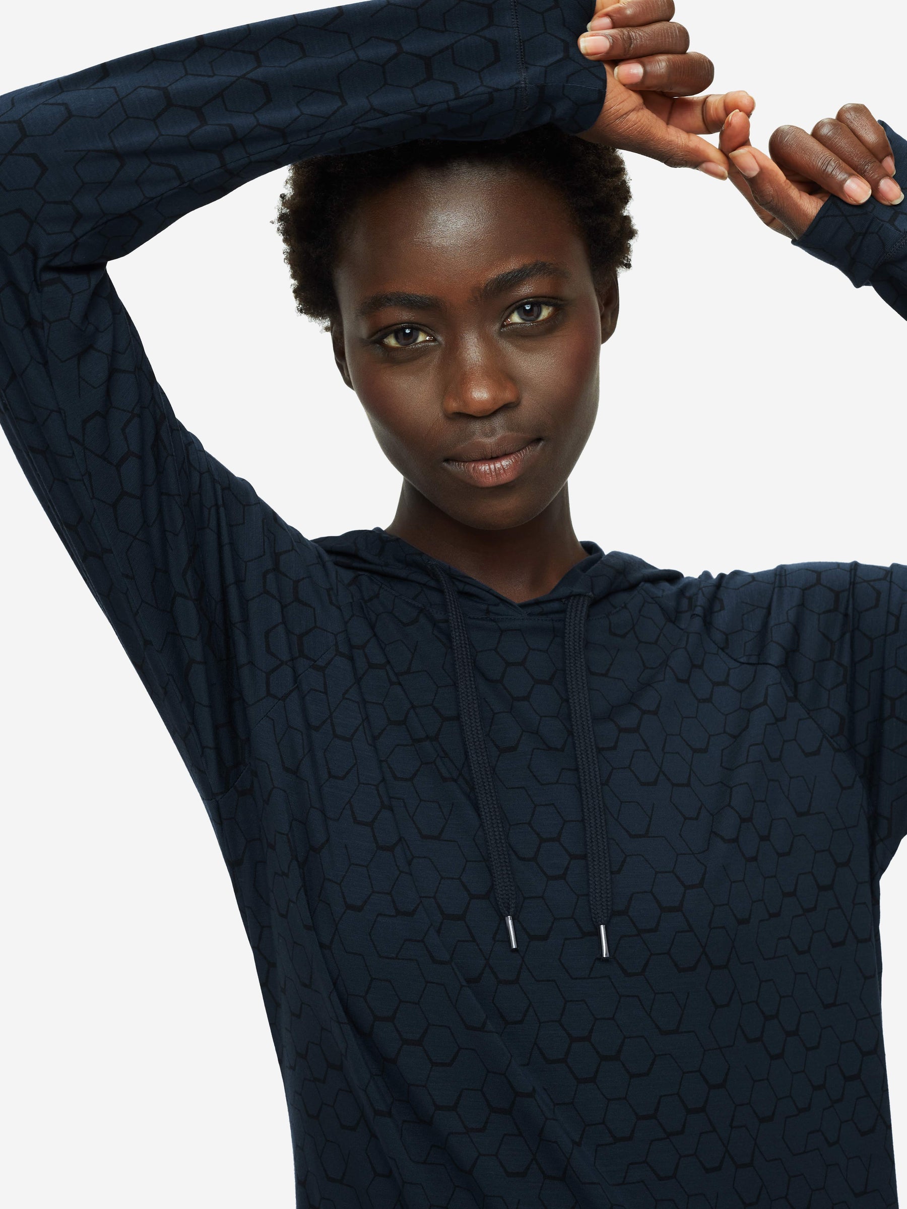 Women's Pullover Hoodie London 6 Micro Modal Stretch Navy
