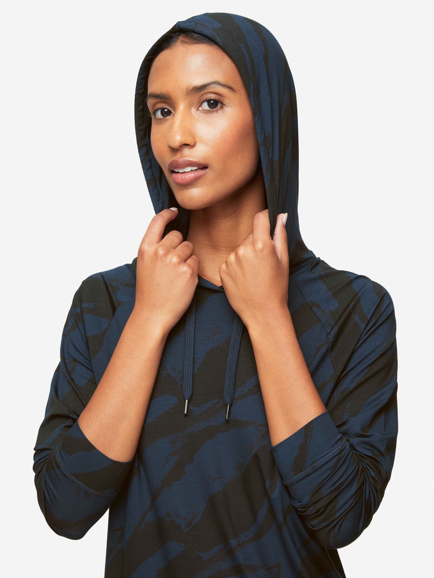 Women's Pullover Hoodie London 8 Micro Modal Stretch Navy