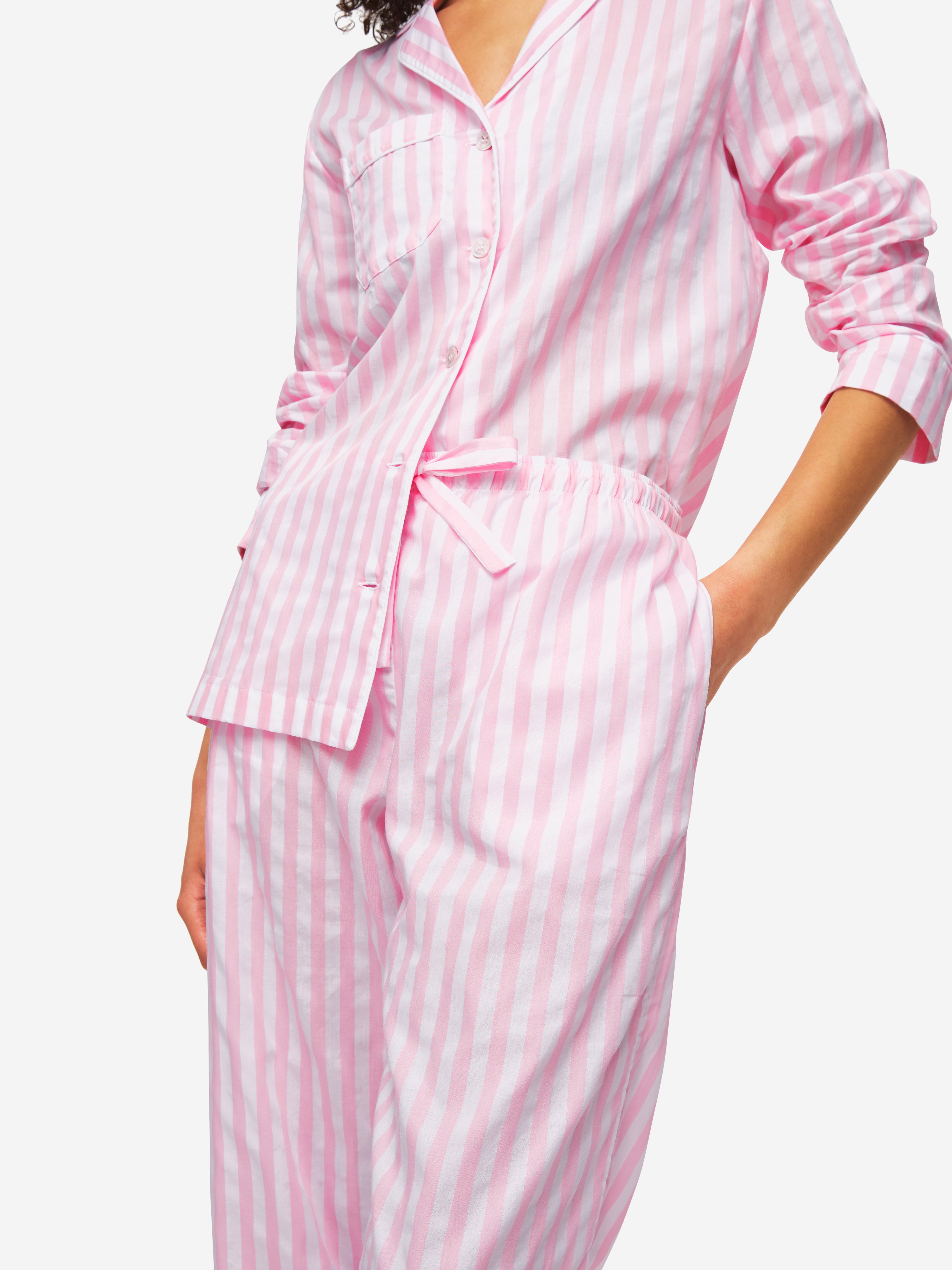 Pink and white hotsell striped cotton pyjamas