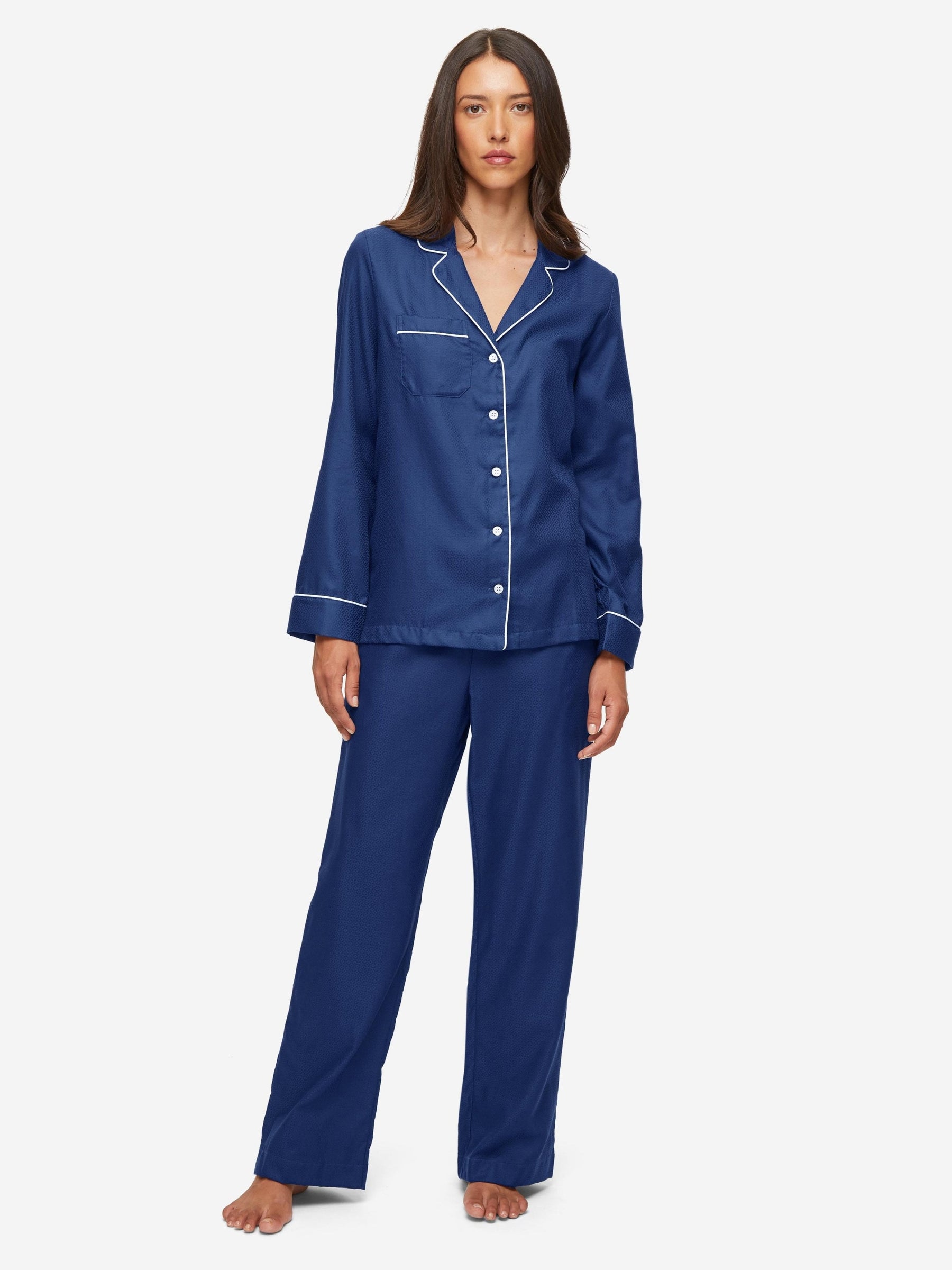 Women's Pyjamas Lombard 6 Cotton Jacquard Navy