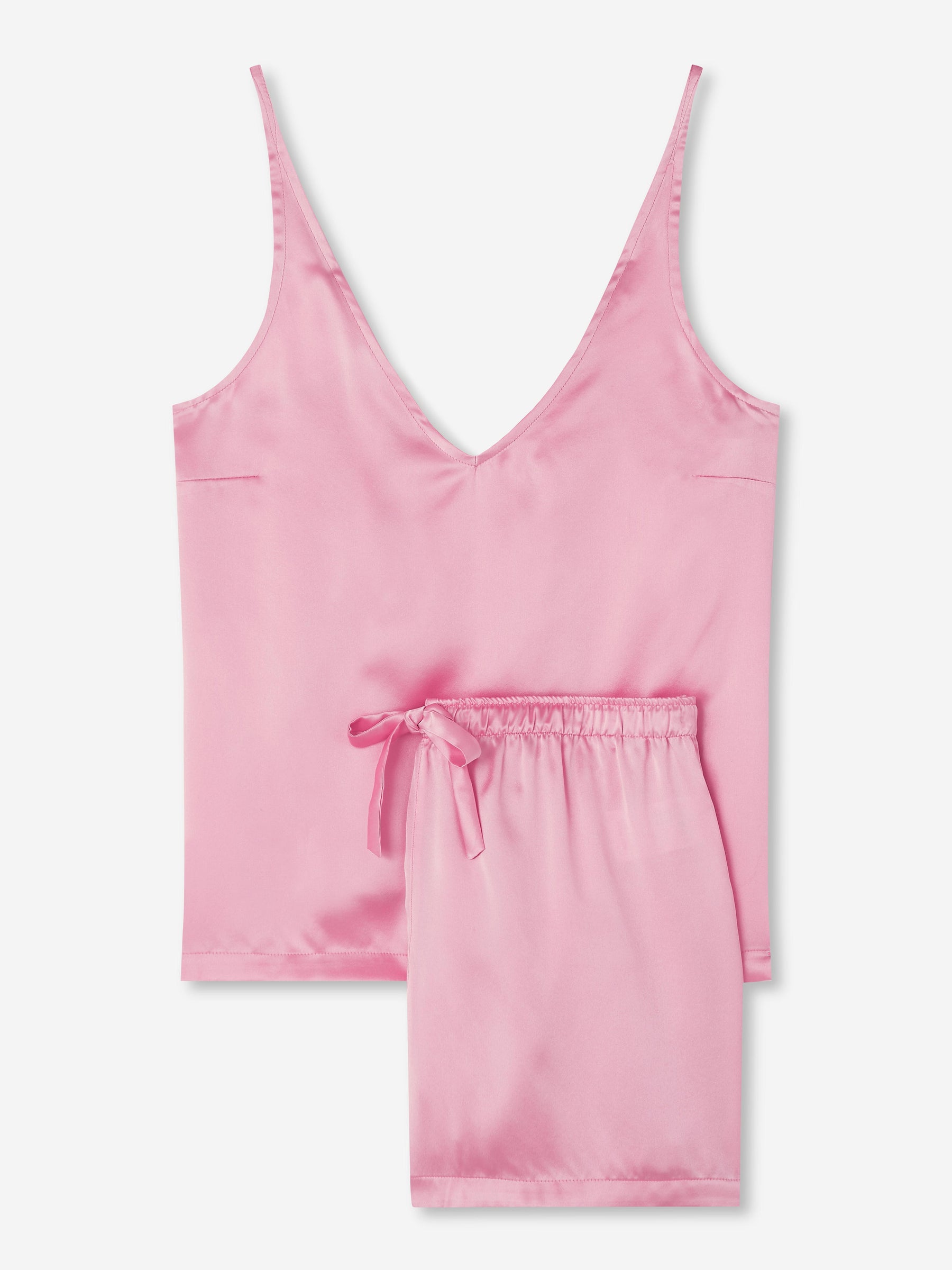 Women's Short Cami Pyjamas Bailey 2 Silk Satin Pink
