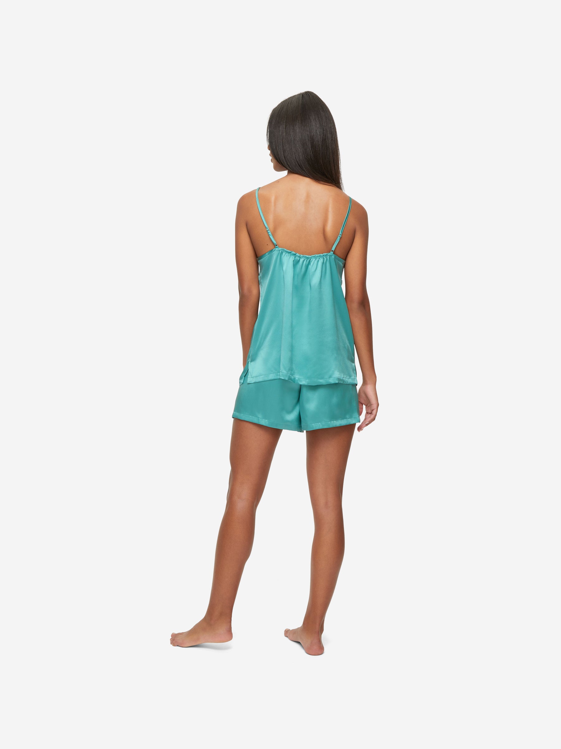 Women's Short Cami Pyjamas Bailey Silk Satin Sea Foam Green
