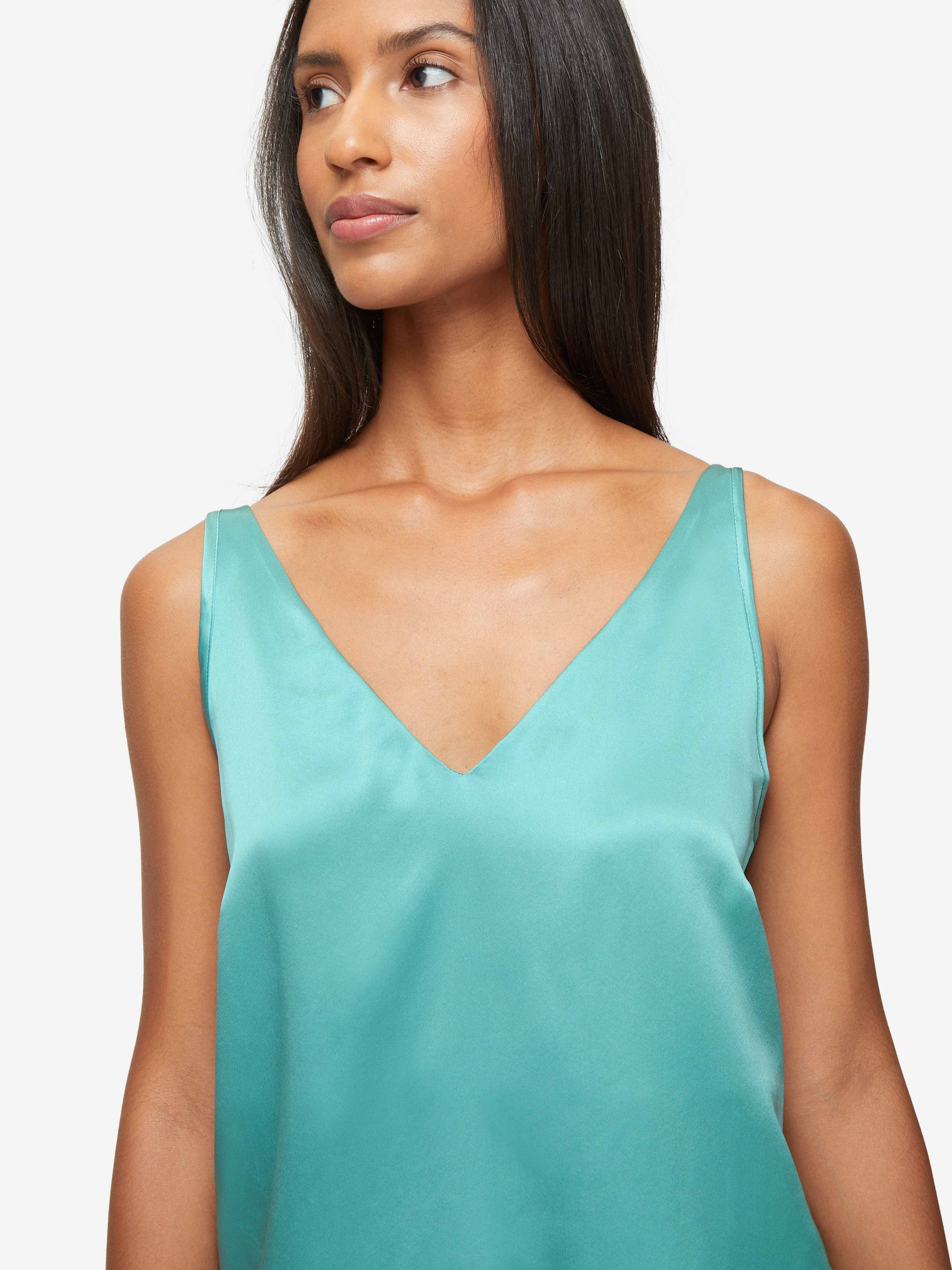 Women's Short Cami Pyjamas Bailey Silk Satin Sea Foam Green