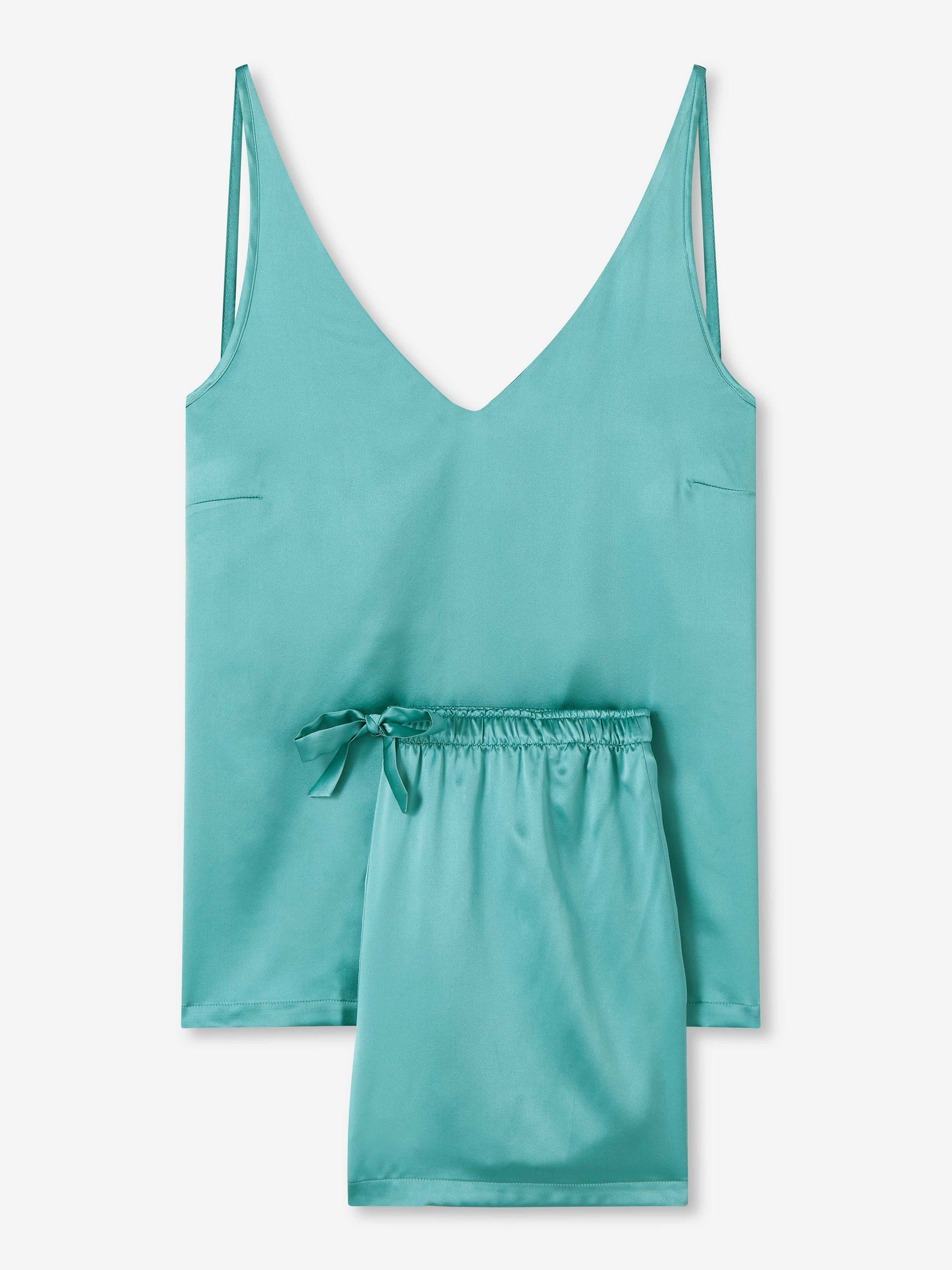 Women's Short Cami Pyjamas Bailey Silk Satin Sea Foam Green