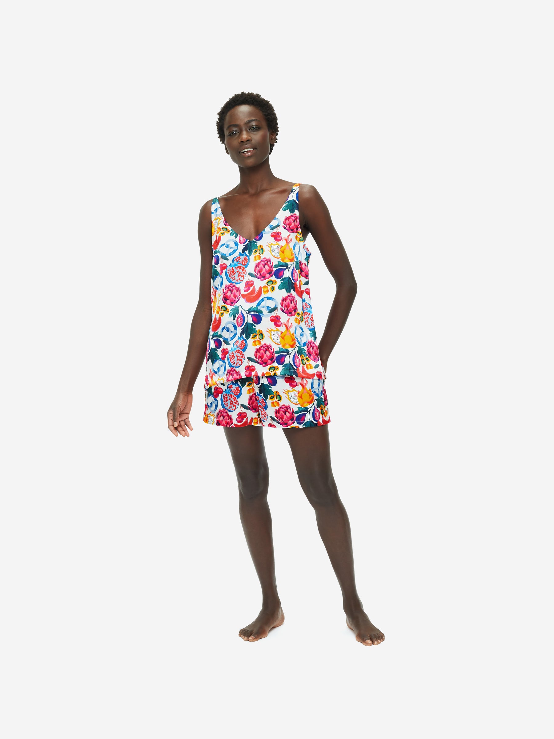 Women's Short Cami Pyjamas Brindisi 78 Silk Satin White