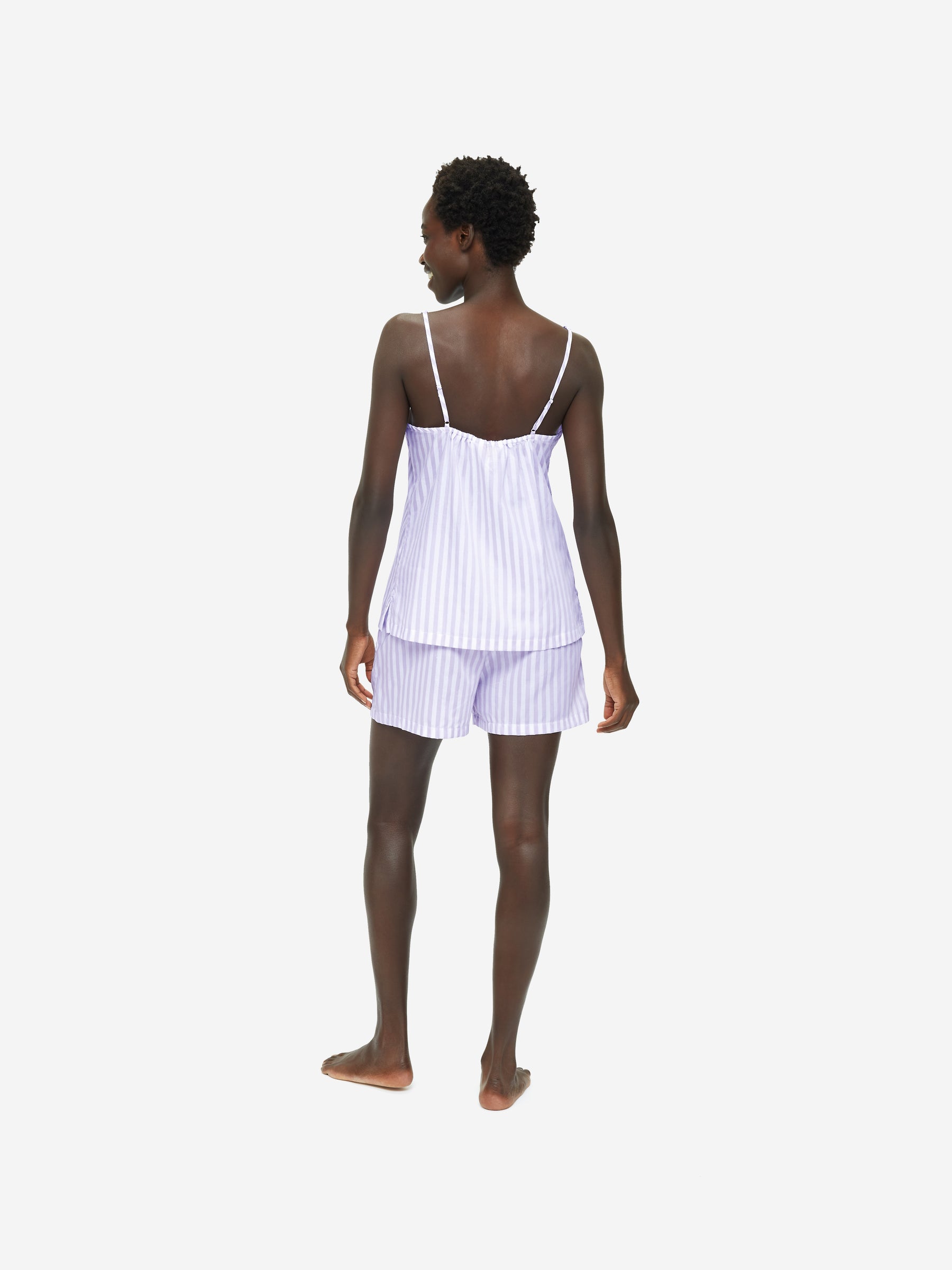 Women's Short Cami Pyjamas Capri 19 Cotton Lilac