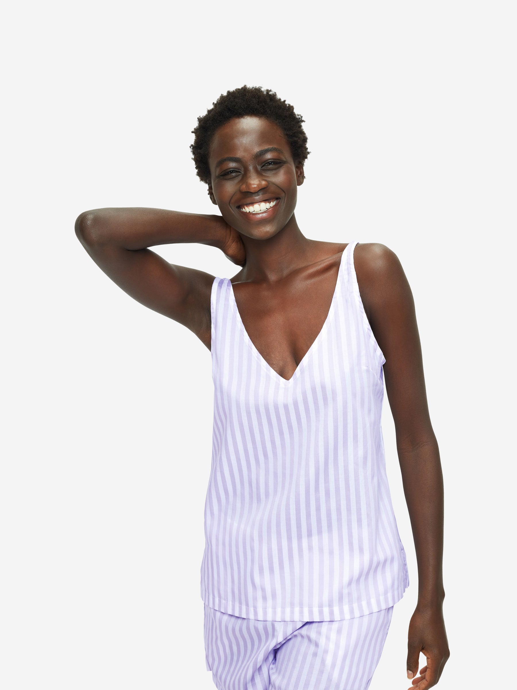 Women's Short Cami Pyjamas Capri 19 Cotton Lilac