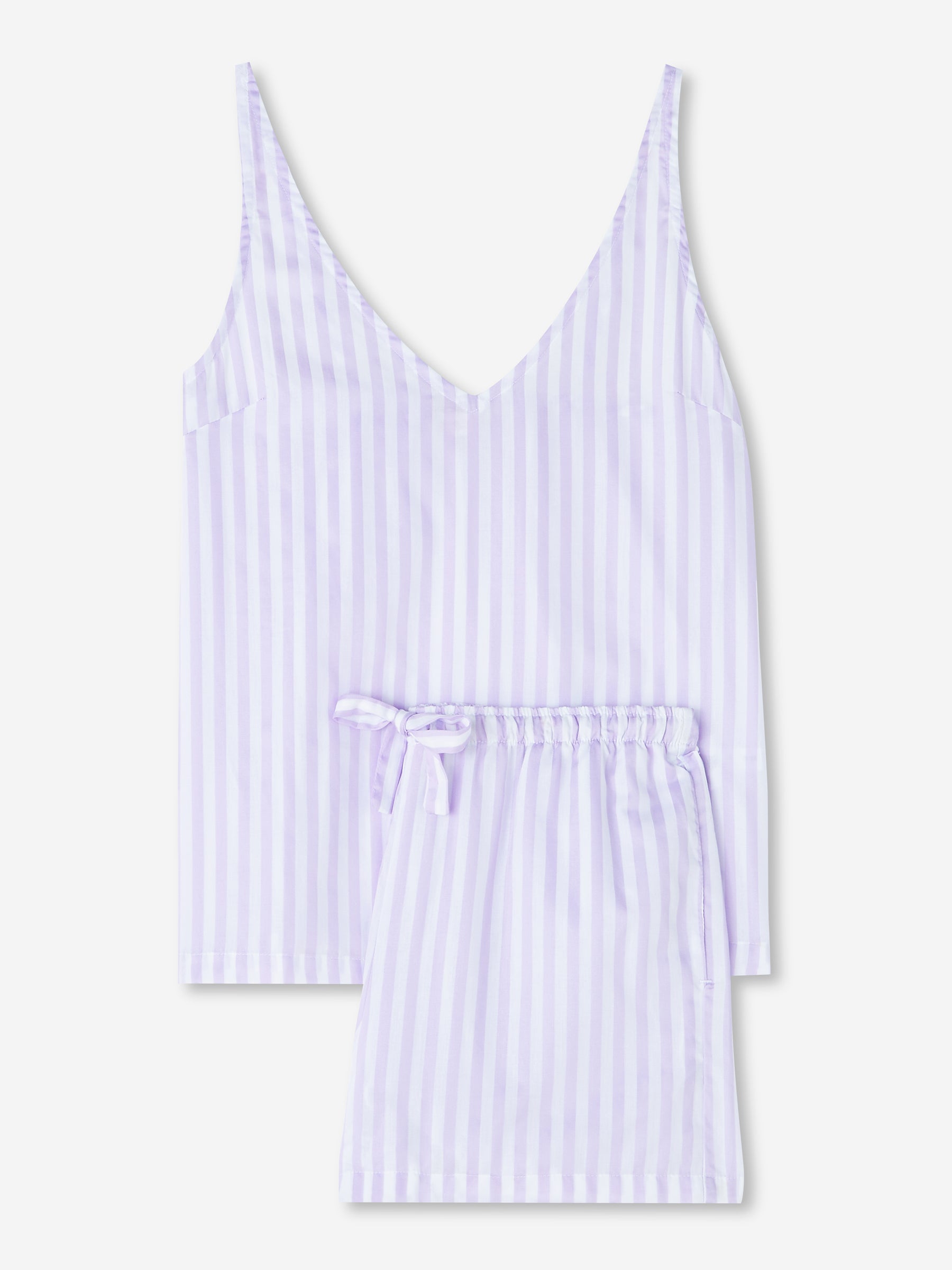 Women's Short Cami Pyjamas Capri 19 Cotton Lilac