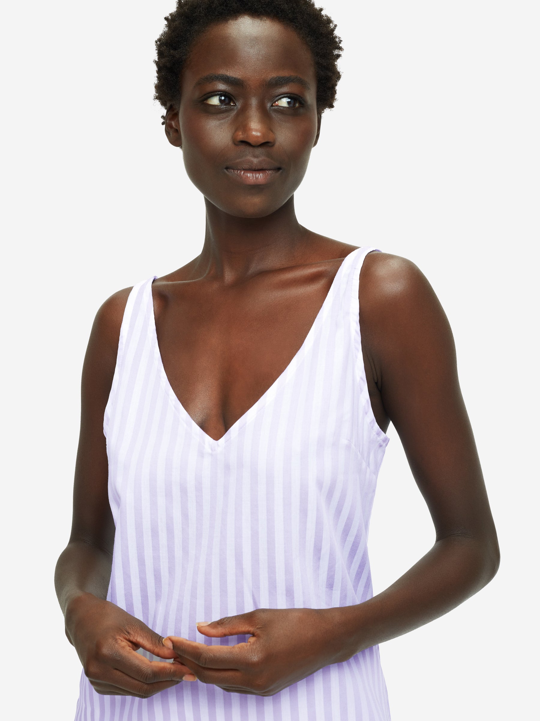 Women's Short Cami Pyjamas Capri 19 Cotton Lilac