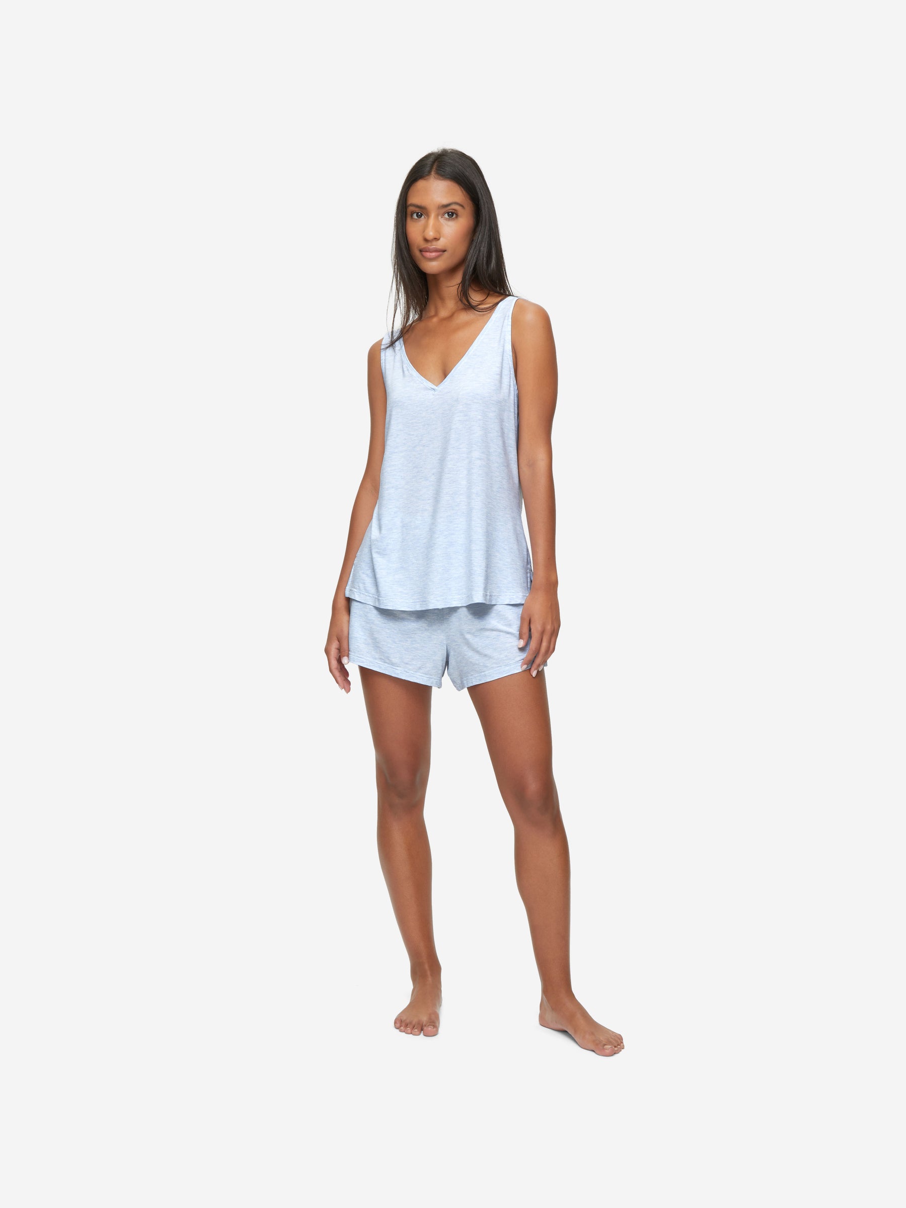 Women's Short Cami Pyjamas Ethan Micro Modal Stretch Blue Heather