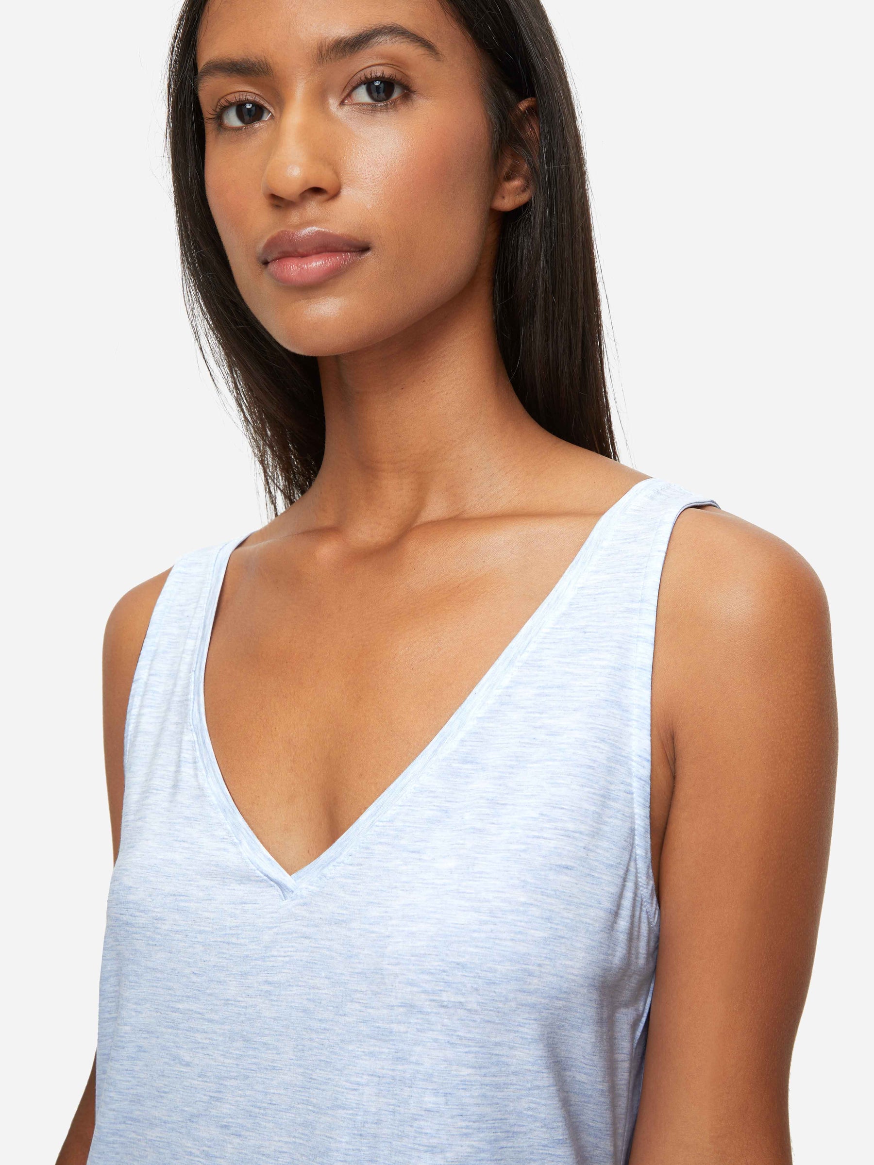 Women's Short Cami Pyjamas Ethan Micro Modal Stretch Blue Heather