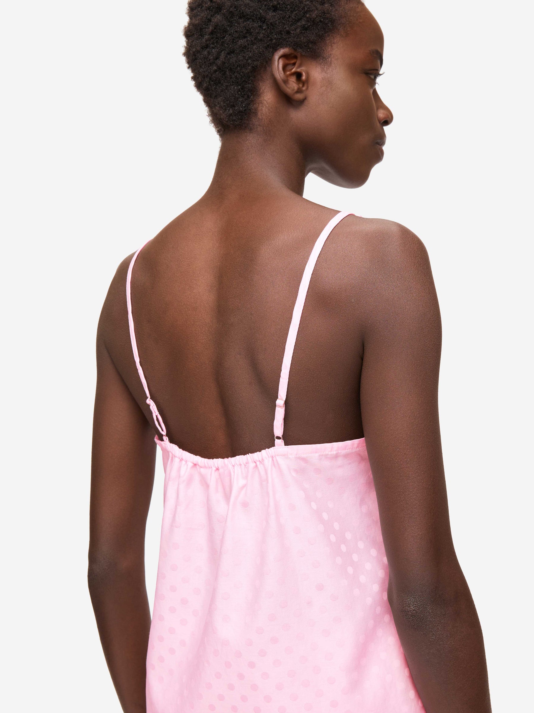Women's Short Cami Pyjamas Kate 7 Cotton Jacquard Pink