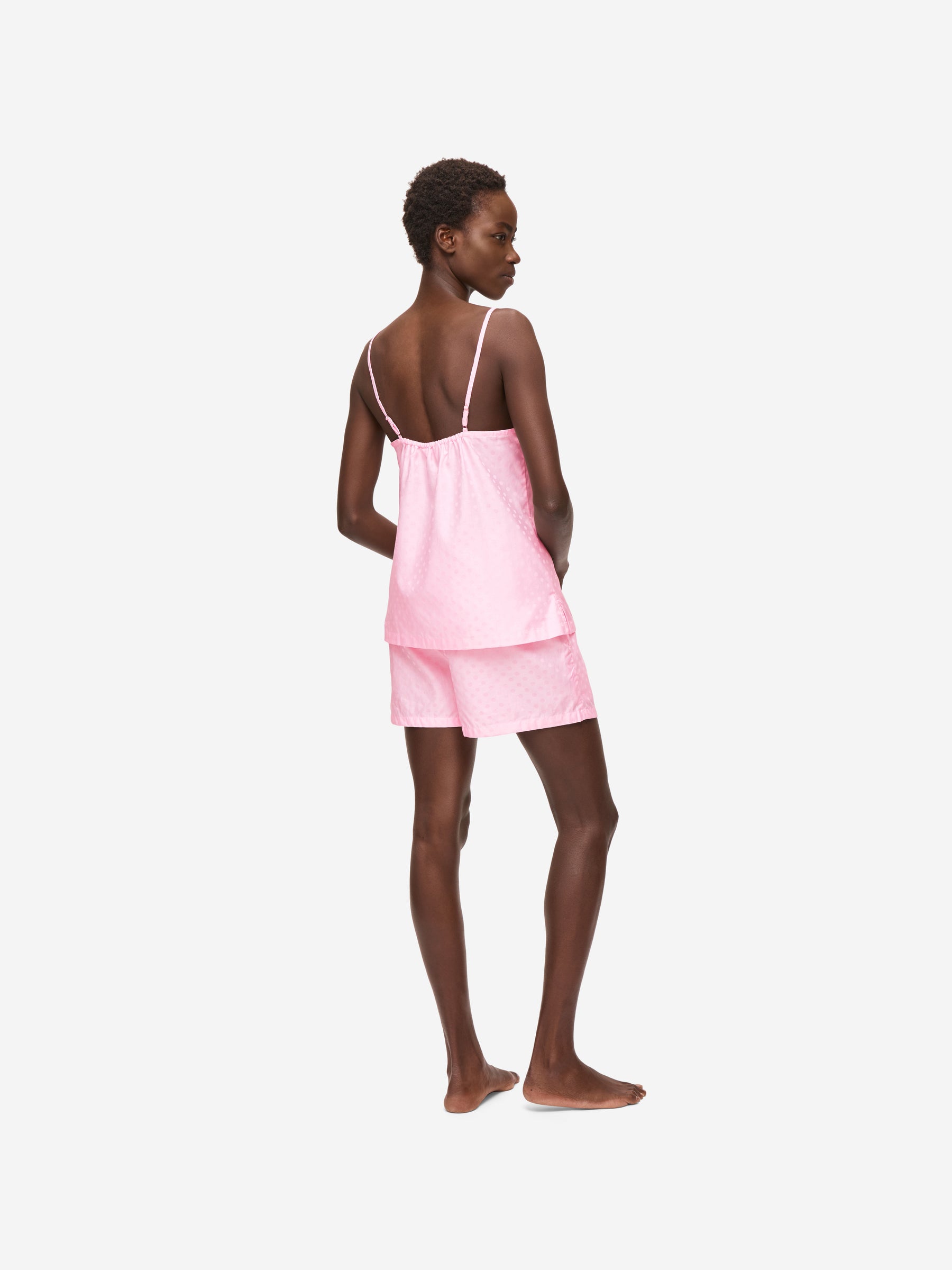 Women's Short Cami Pyjamas Kate 7 Cotton Jacquard Pink