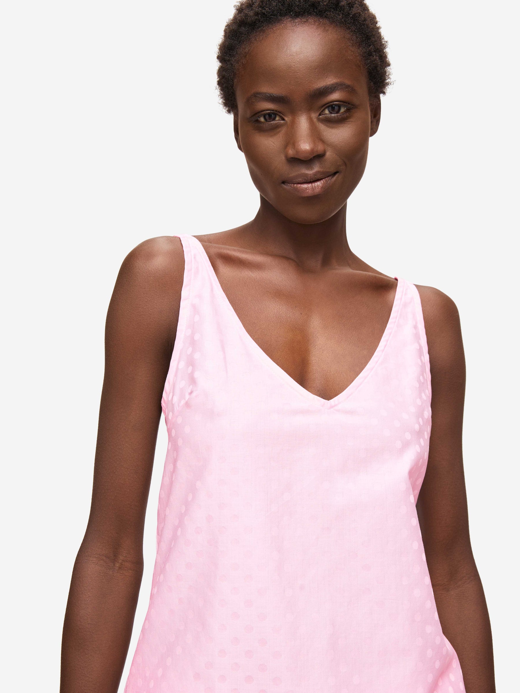 Women's Short Cami Pyjamas Kate 7 Cotton Jacquard Pink
