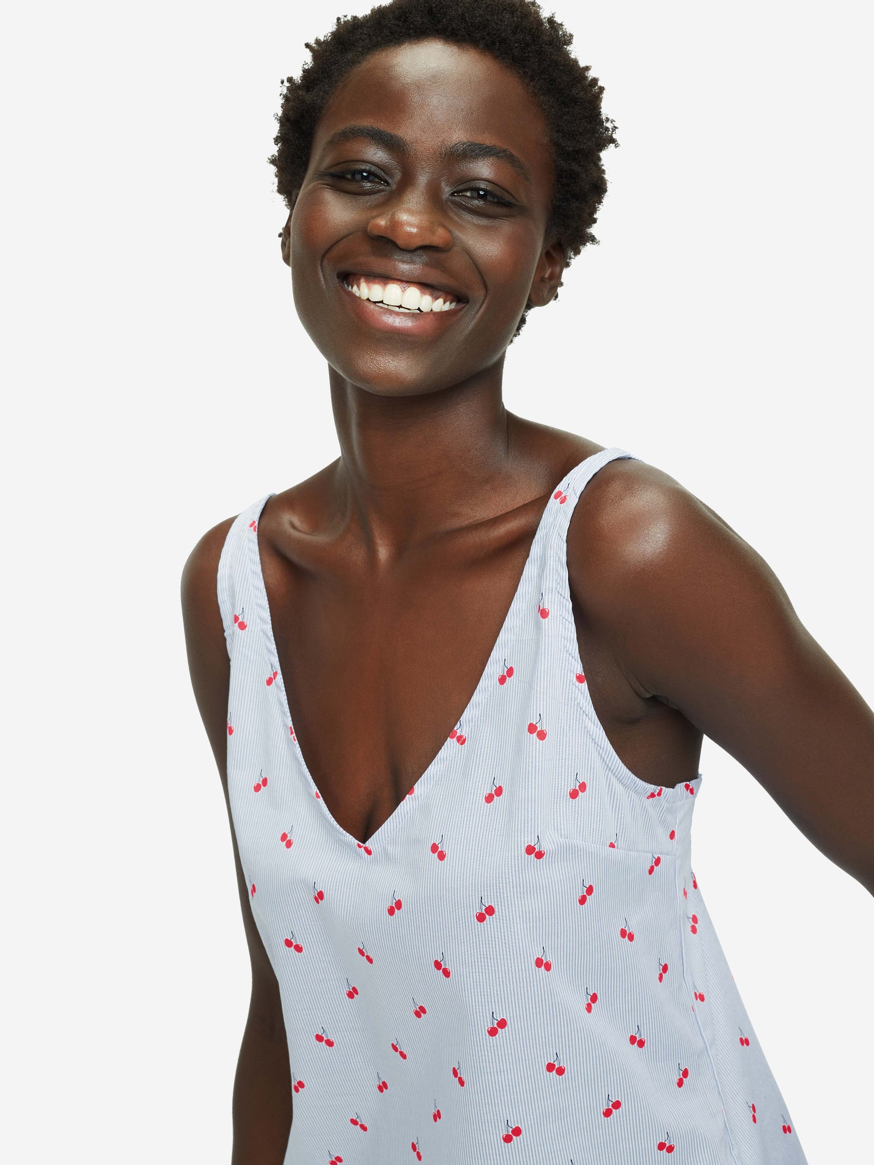 Women's Short Cami Pyjamas Nelson 84 Cotton Batiste Blue