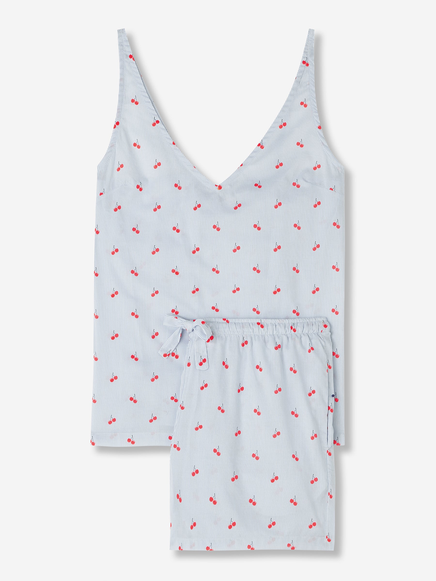 Women's Short Cami Pyjamas Nelson 84 Cotton Batiste Blue