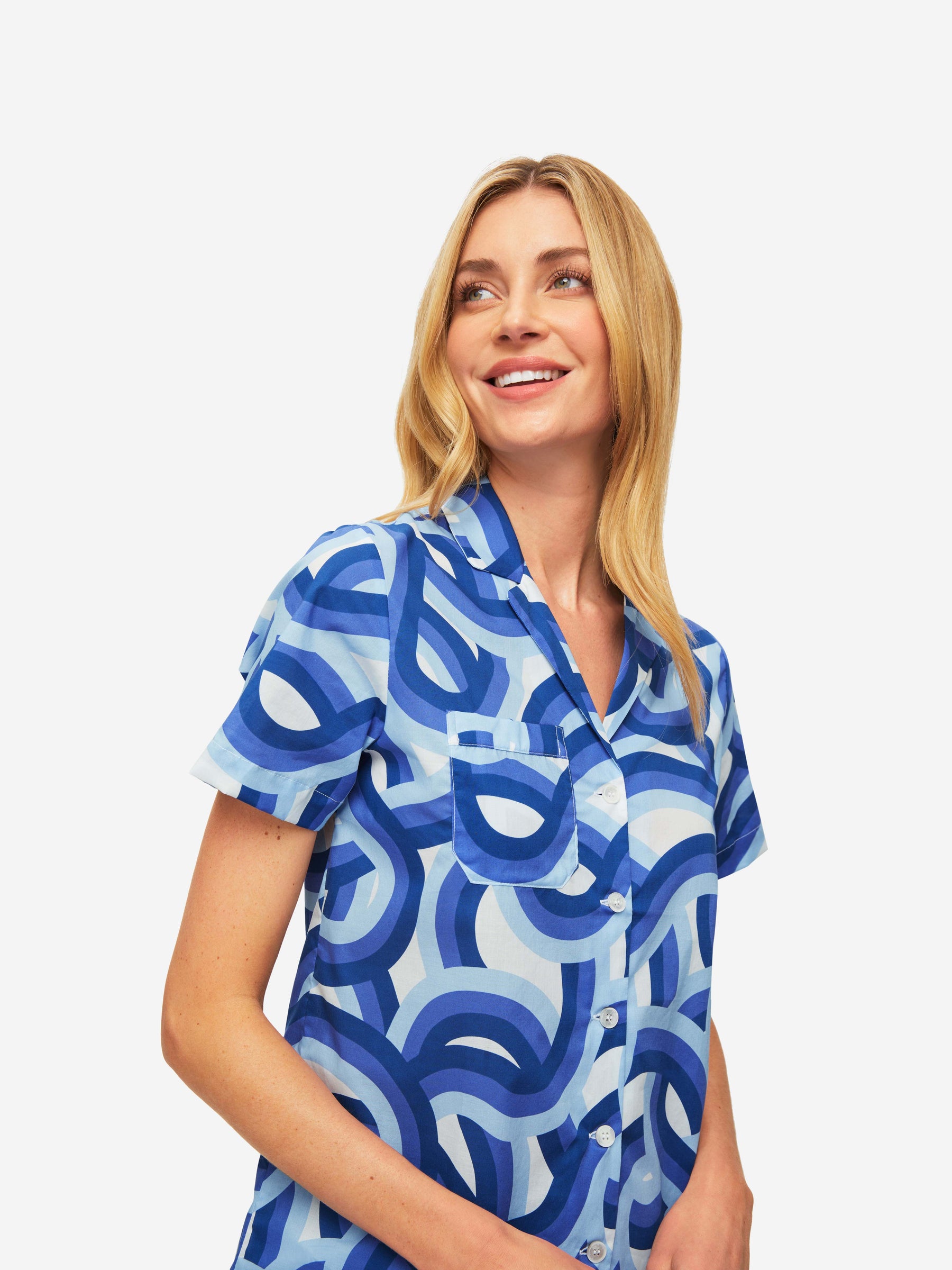Women's Short Pyjamas Ledbury 51 Cotton Batiste Blue