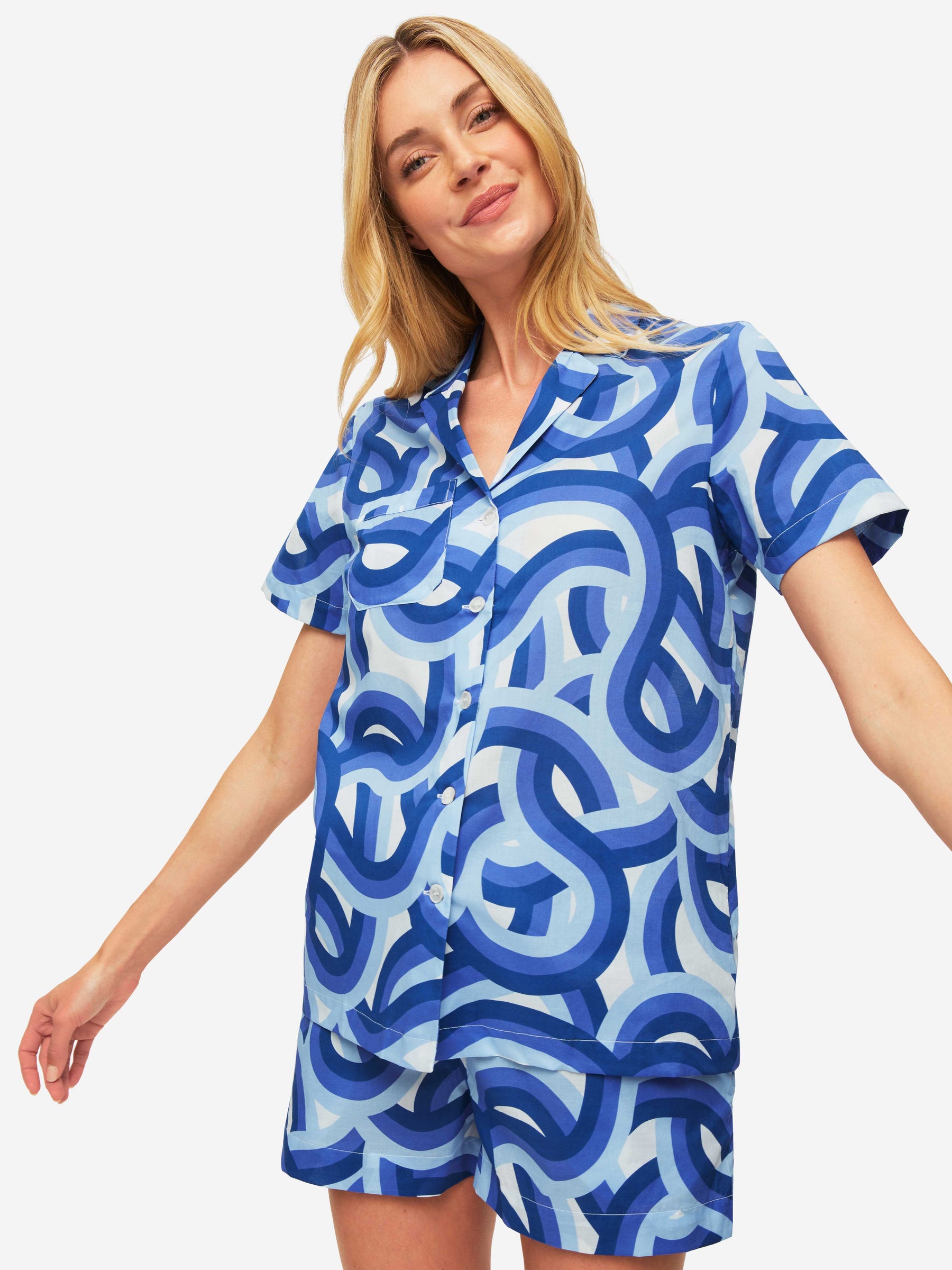 Women's Short Pyjamas Ledbury 51 Cotton Batiste Blue