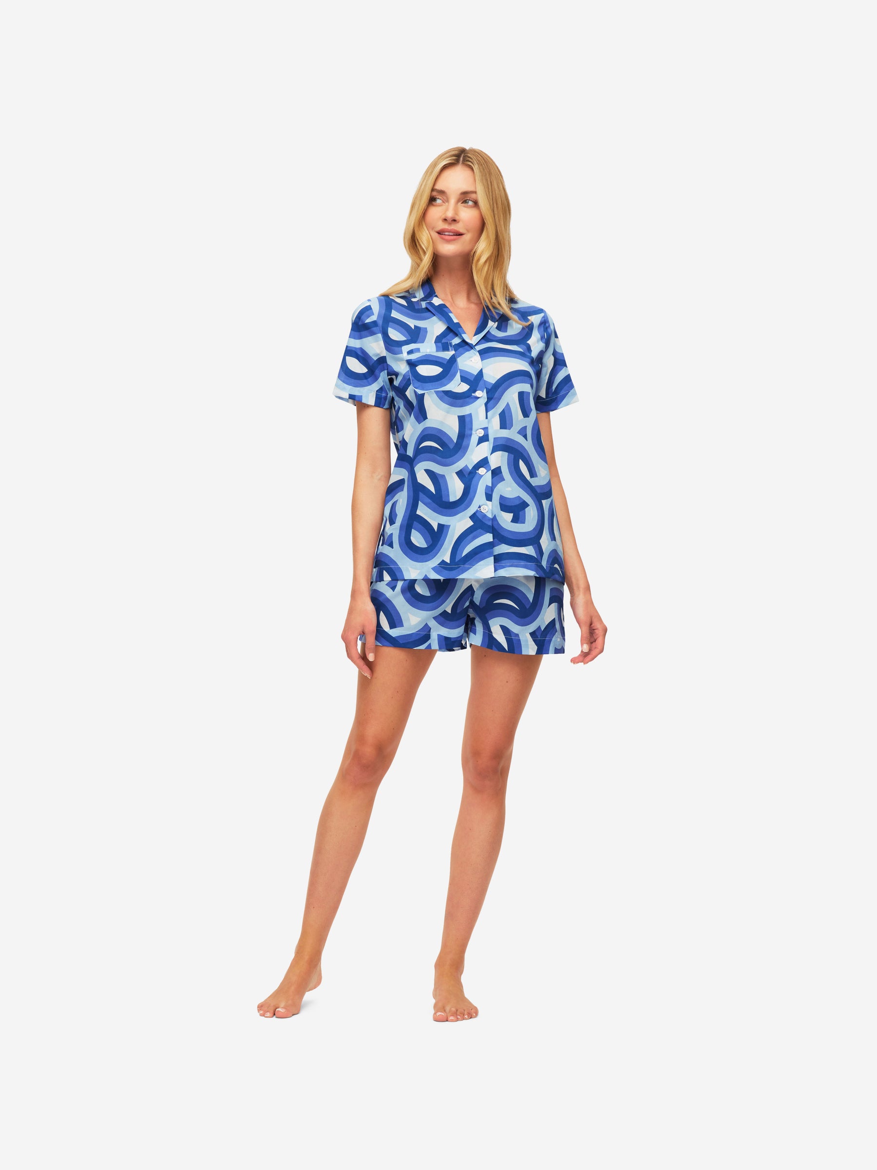 Women's Short Pyjamas Ledbury 51 Cotton Batiste Blue