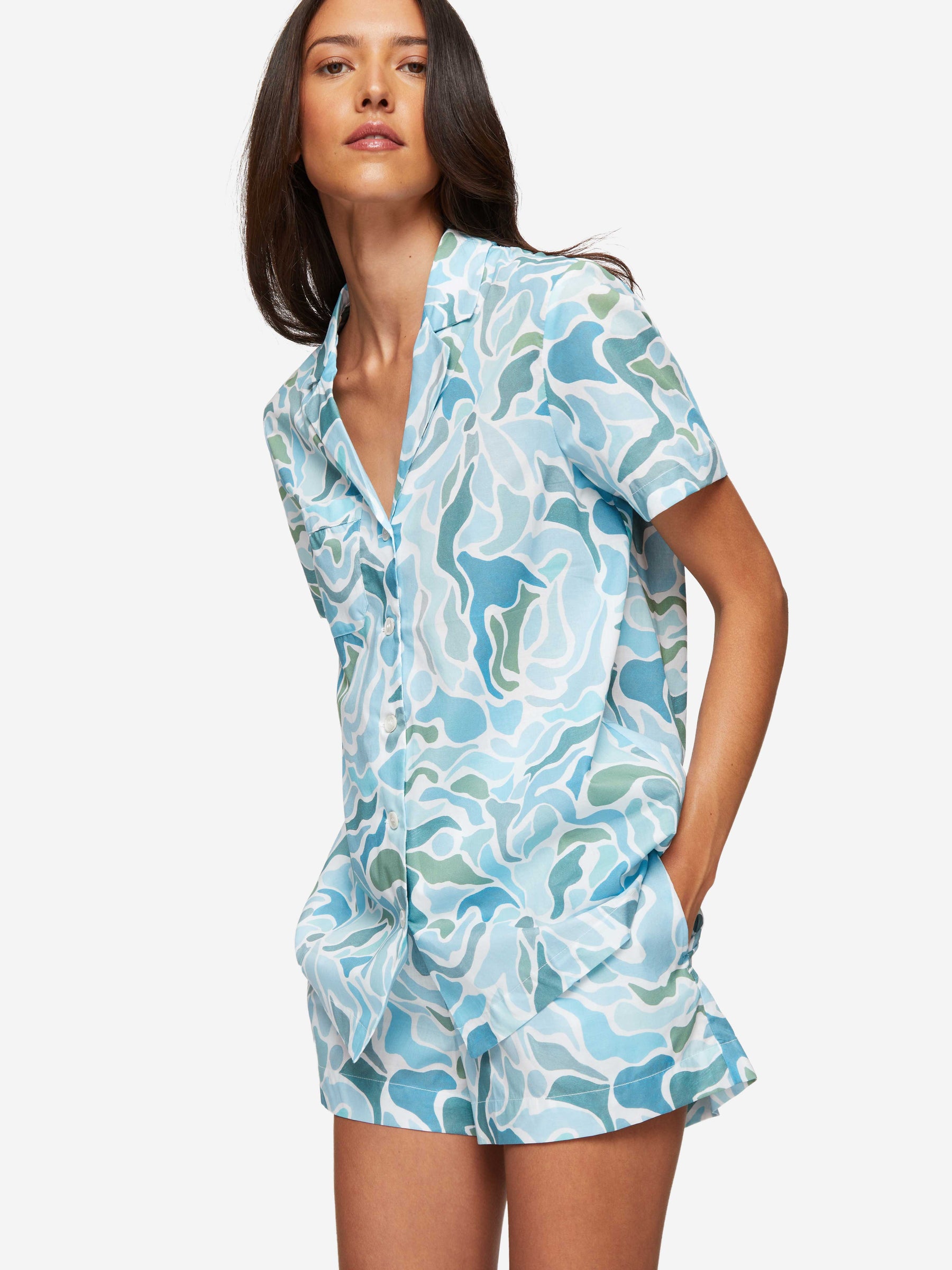 Women's Short Pyjamas Ledbury 61 Cotton Batiste Green