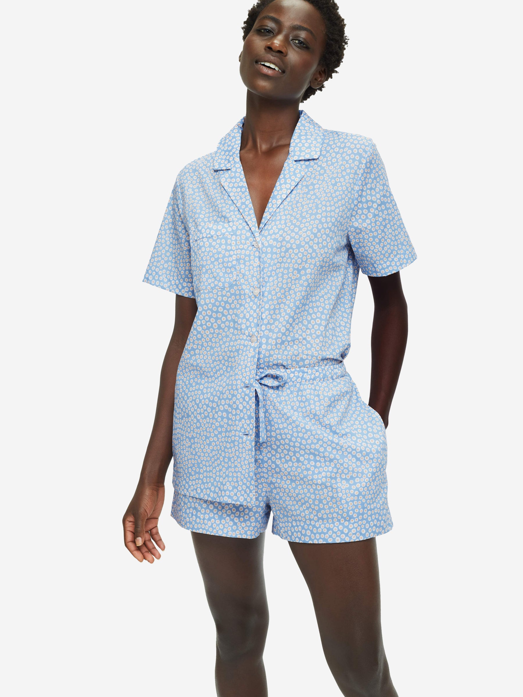 Women's Short Pyjamas Nelson 88 Cotton Batiste Blue