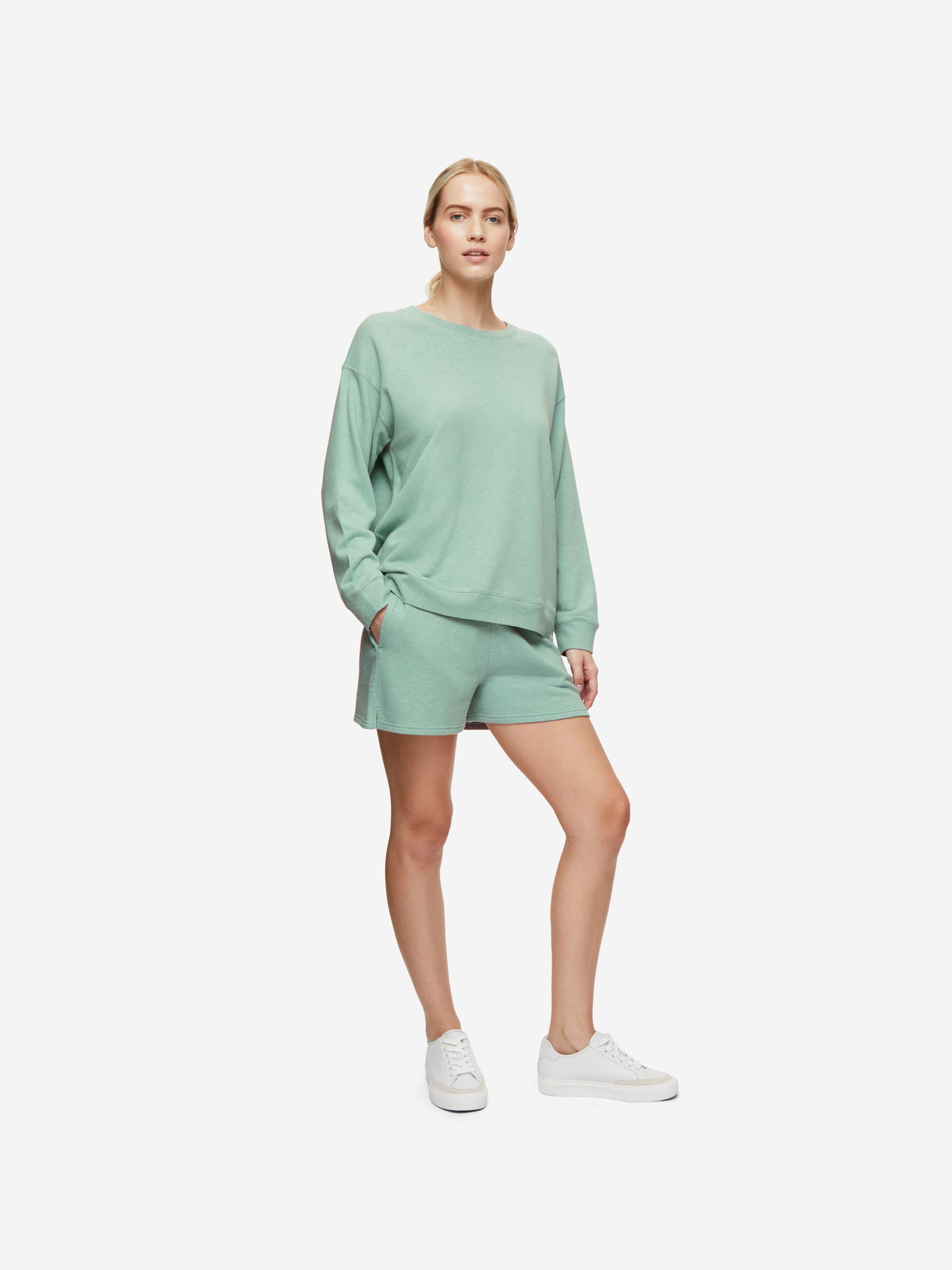 Women's Sweat Shorts Quinn Cotton Modal Soft Green Heather