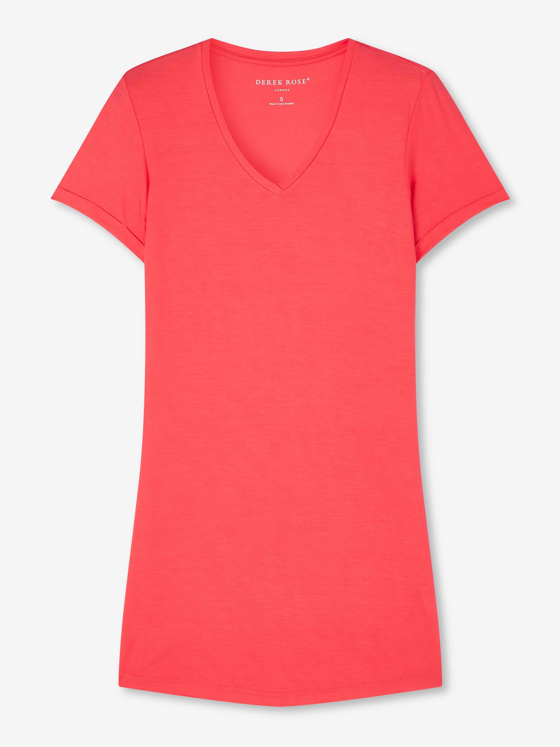 Women's V-Neck Sleep T-Shirt Lara Micro Modal Stretch Watermelon Pink
