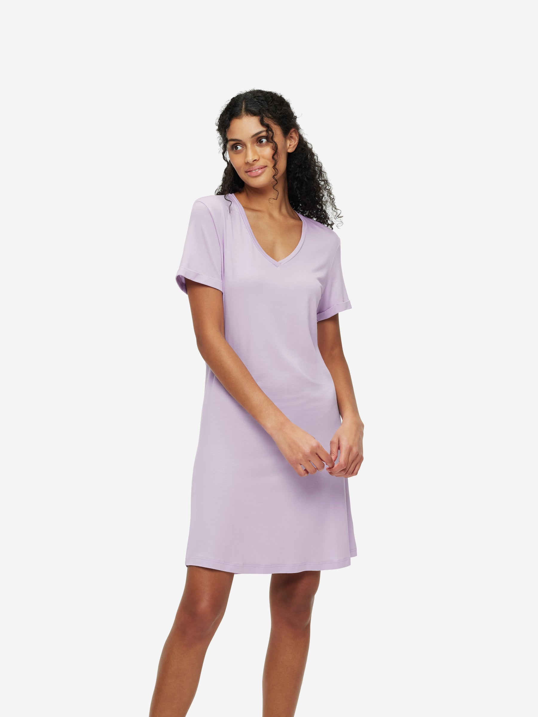 Women's V-Neck Sleep T-Shirt Lara Micro Modal Stretch Lilac