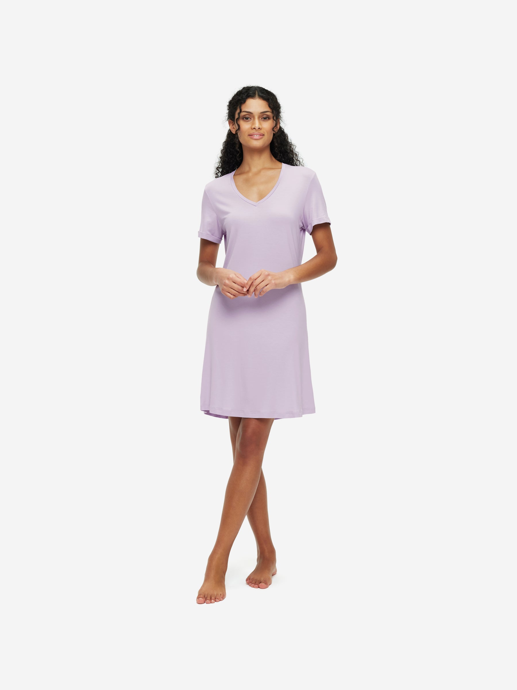 Women's V-Neck Sleep T-Shirt Lara Micro Modal Stretch Lilac